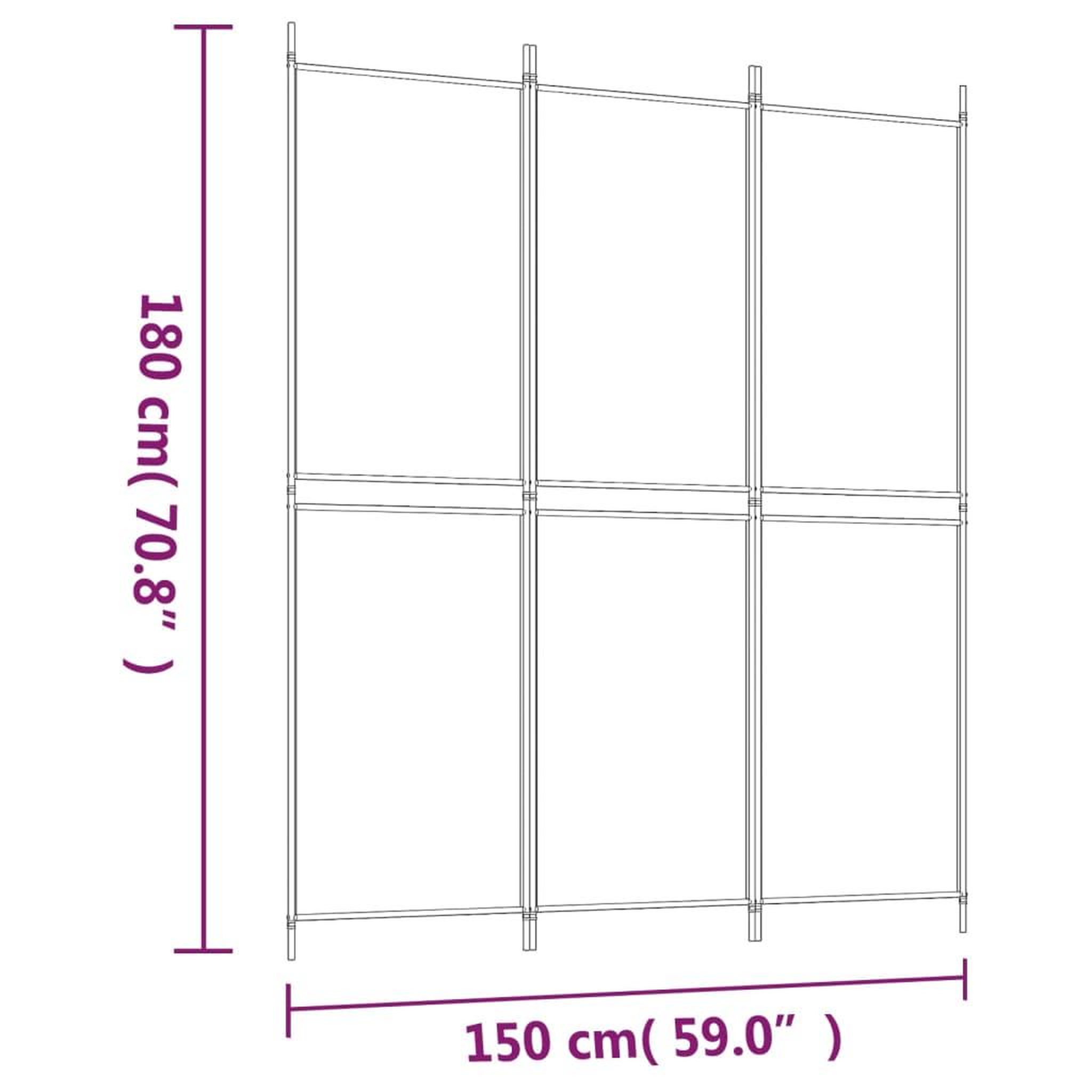 Voir la diapositive 6 : VIDAXL Cloison de separation 3 panneaux Blanc 150x180 cm Tissu