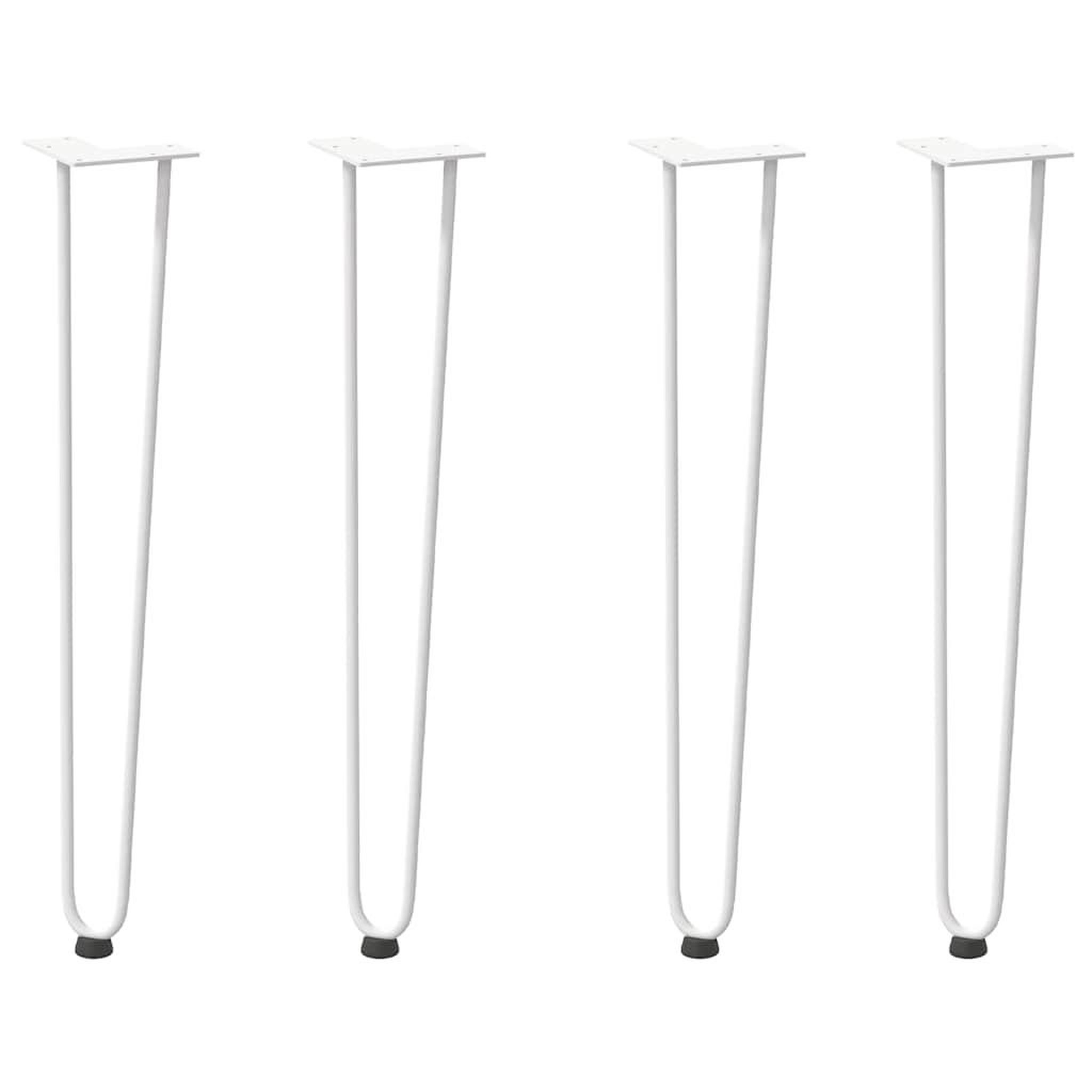 Voir la diapositive 2 : VIDAXL Pieds de table en forme d'epingle a cheveux 4 pcs blanc 72 cm