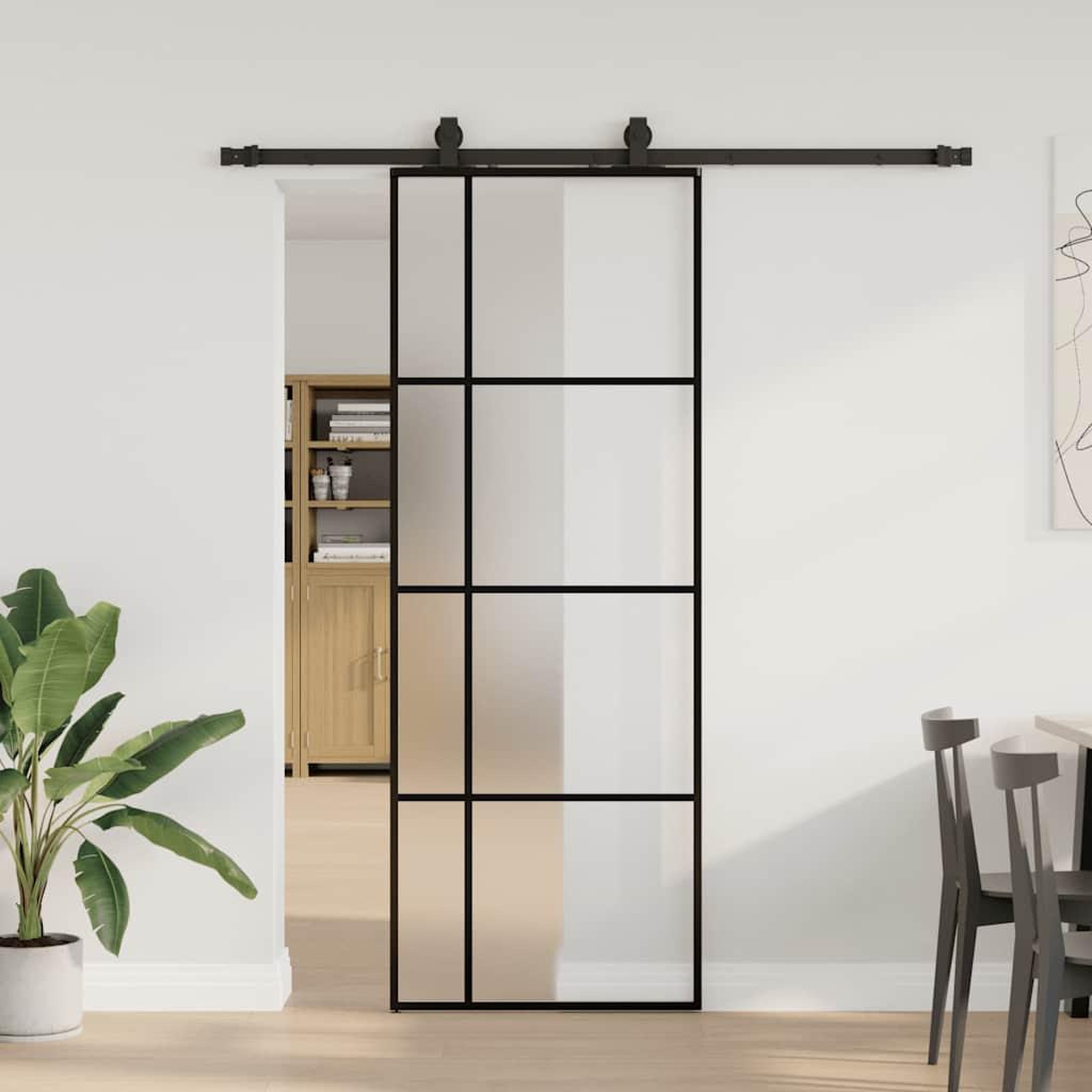 VIDAXL Porte coulissante kit de quincaillerie noir 76x205 cm verre ESG