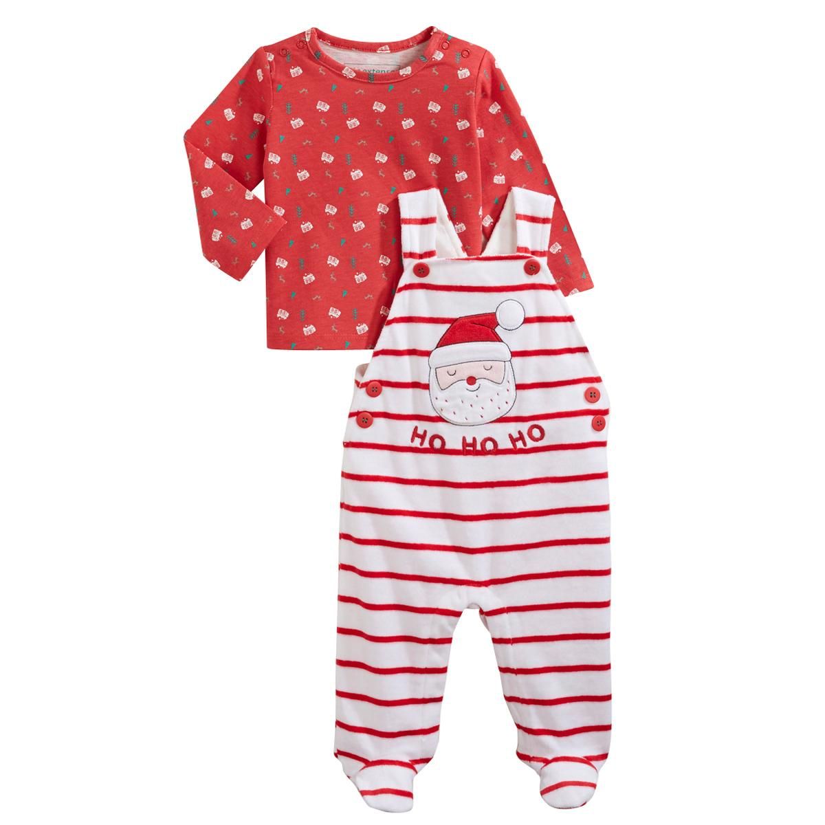 IN EXTENSO Ensemble tee-shirt + salopette noël bébé