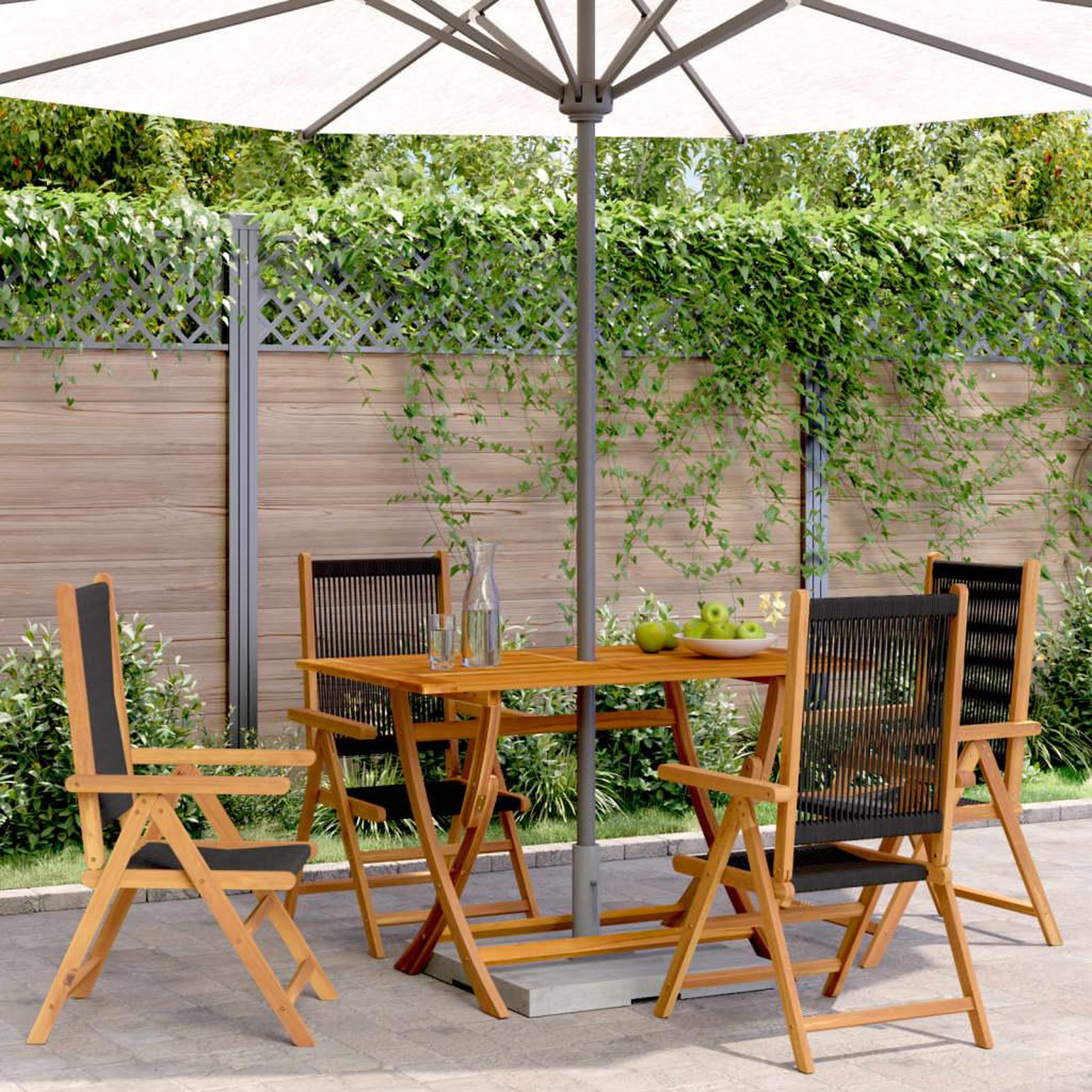 VIDAXL Chaises inclinables de jardin lot de 4 noir bois massif acacia