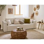 BEST MOBILIER Topaze - canapé 3 places - convertible avec coffre - en tissu velours relief. Coloris disponibles : Orange, Beige, Marron, Gris, Vert