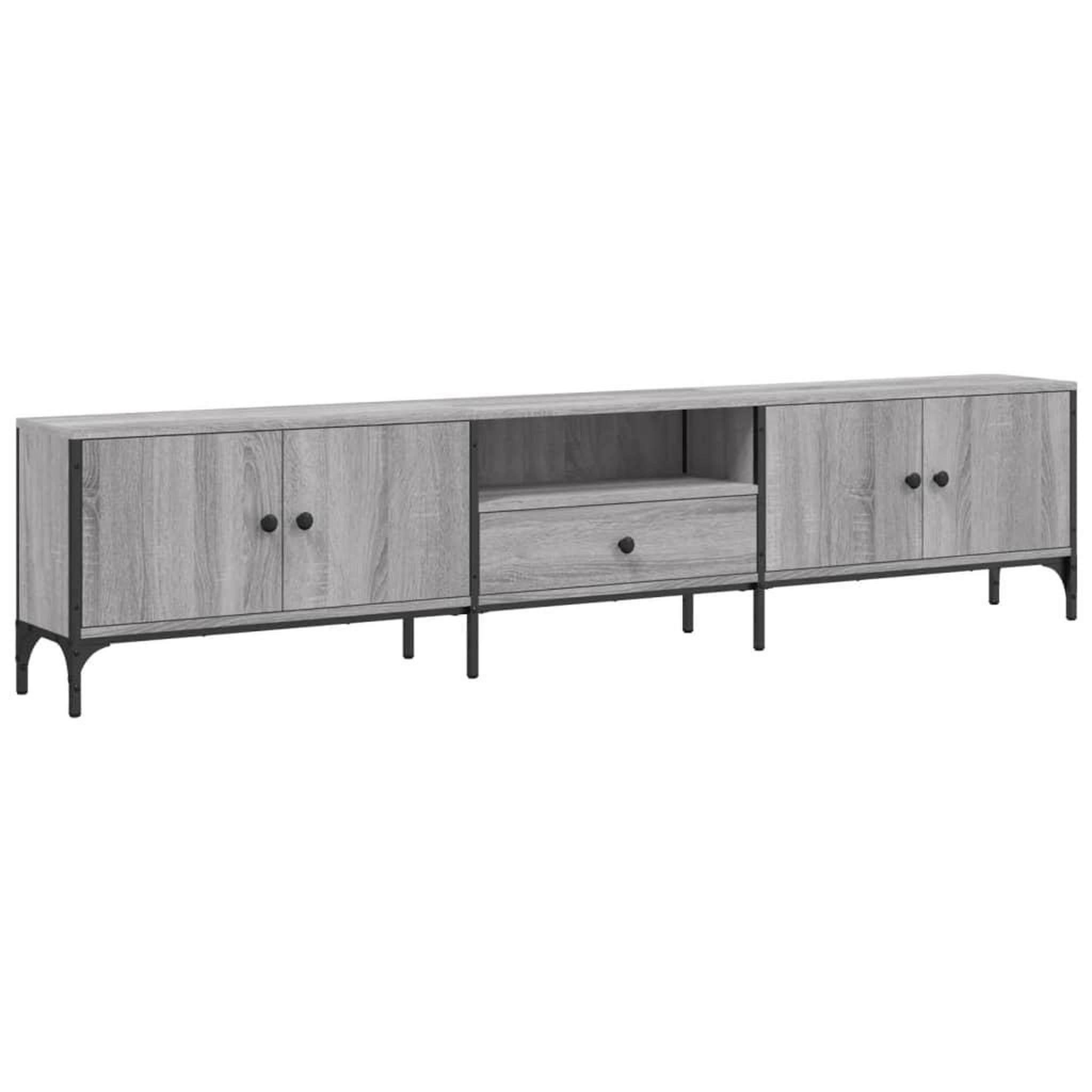 Voir la diapositive 2 : VIDAXL Meuble TV a tiroir sonoma gris 200x25x44 cm bois d'ingenierie