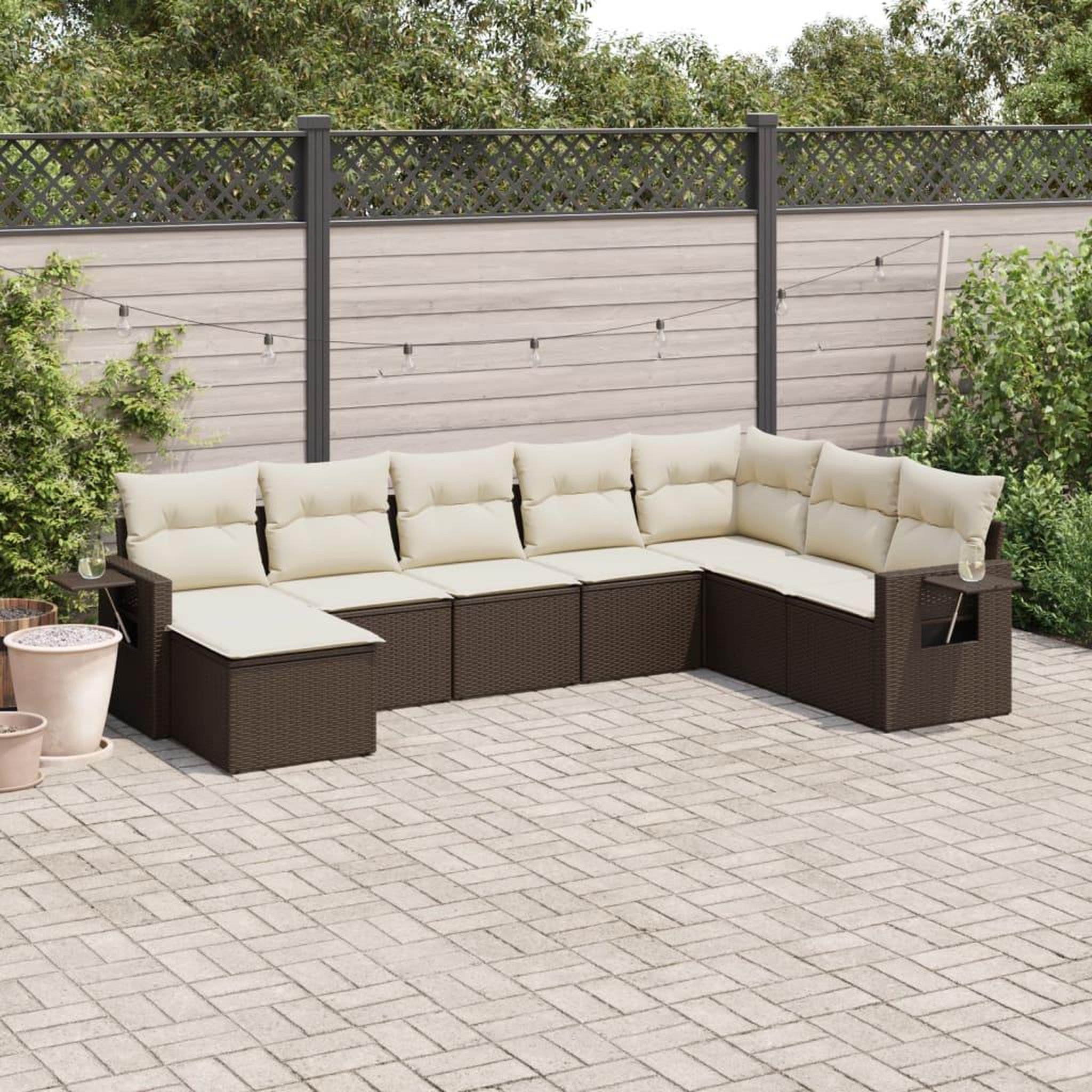 VIDAXL Salon de jardin 8 pcs avec coussins marron resine tressee