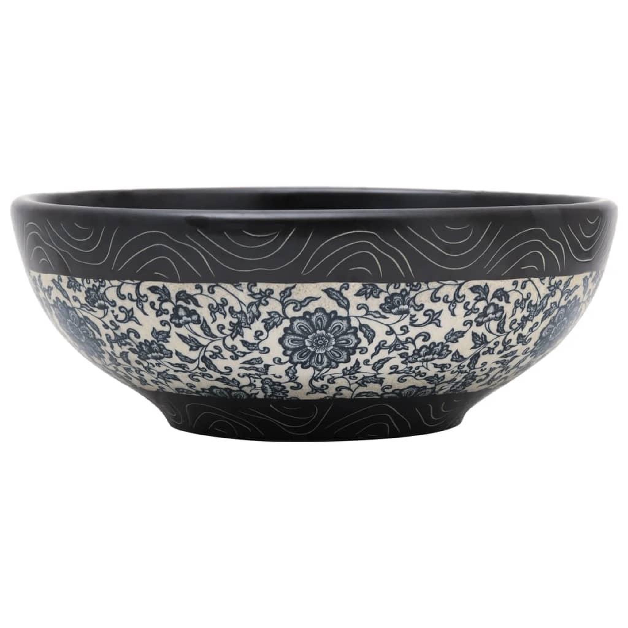 Voir la diapositive 2 : VIDAXL Vasque a poser noir et bleu rond Φ41x14 cm ceramique
