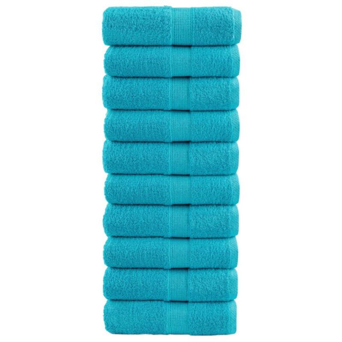 VIDAXL Serviettes de visage de qualité sup. SOLUND 10 pcs turquoise
