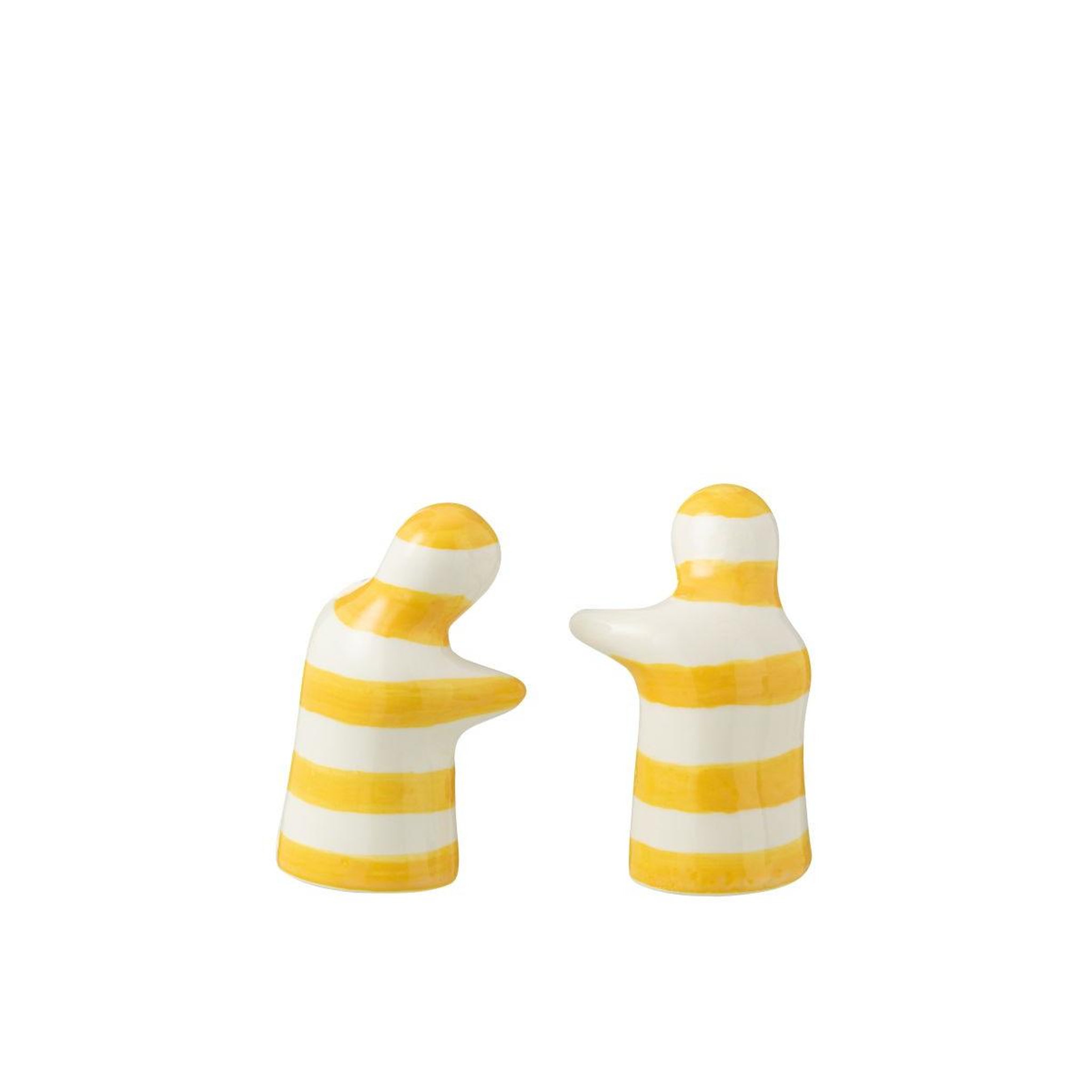 Voir la diapositive 3 : J-LINE Salière & poivrière en céramique  granada rayure  8cm jaune