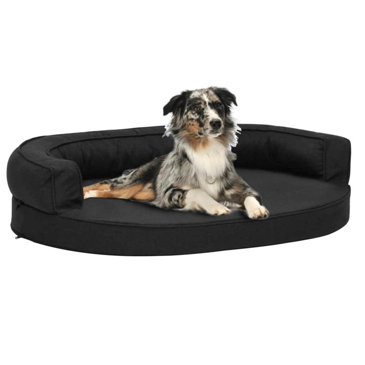 VIDAXL Matelas de lit ergonomique de chien 75x53 cm Aspect de lin Noir