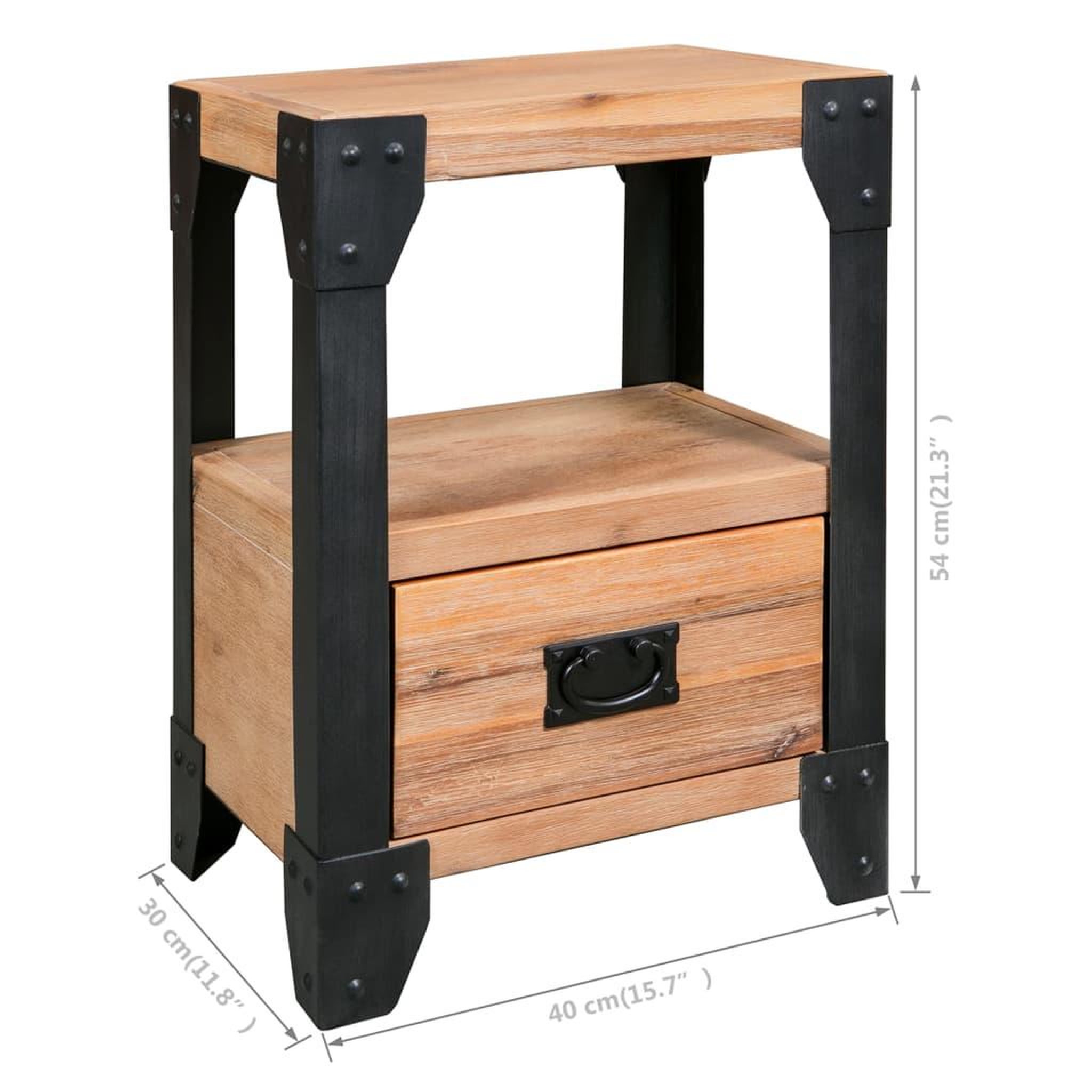 Voir la diapositive 6 : VIDAXL Tables de chevet 2 pcs Bois d'acacia massif Acier 40x30x54 cm