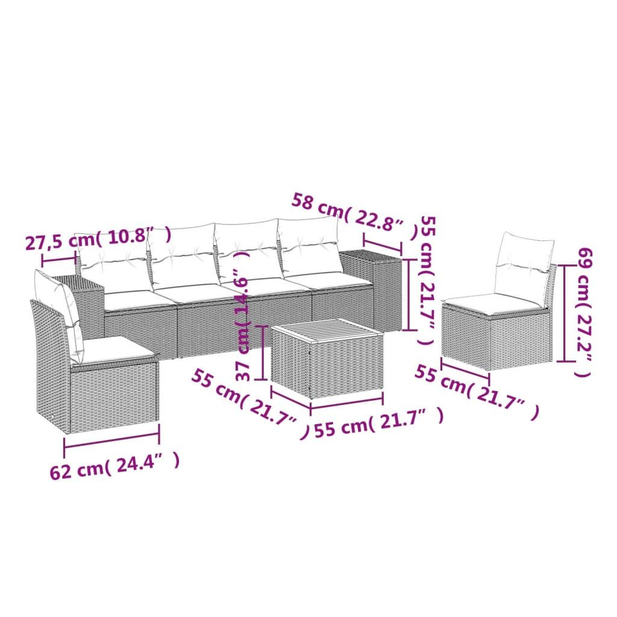 Voir la diapositive 3 : VIDAXL Salon de jardin 7 pcs avec coussins noir resine tressee