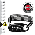 Master lock 1551EURDBLK Cadenas à Combinaison avec Câble, Noir, 4,1 x 6 x 1 cm