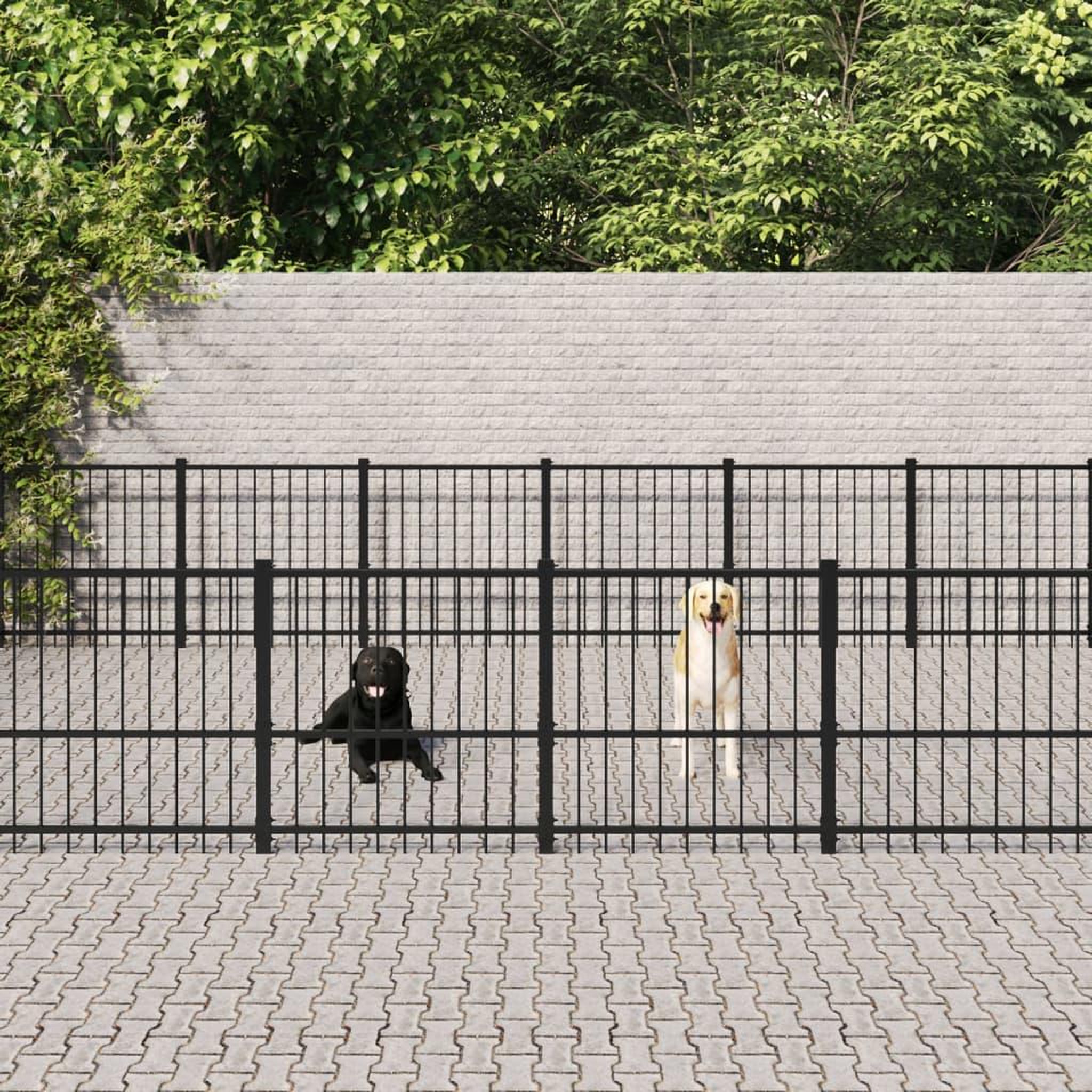 VIDAXL Chenil d'exterieur pour chiens Acier 47,05 m²