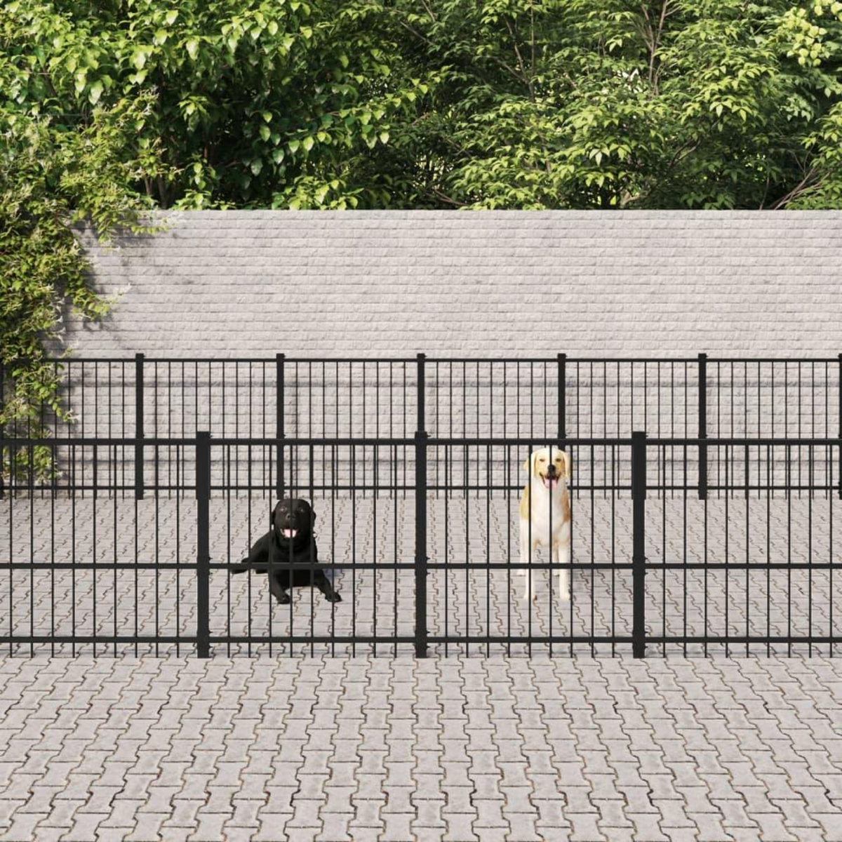 VIDAXL Chenil d'exterieur pour chiens Acier 47,05 m²