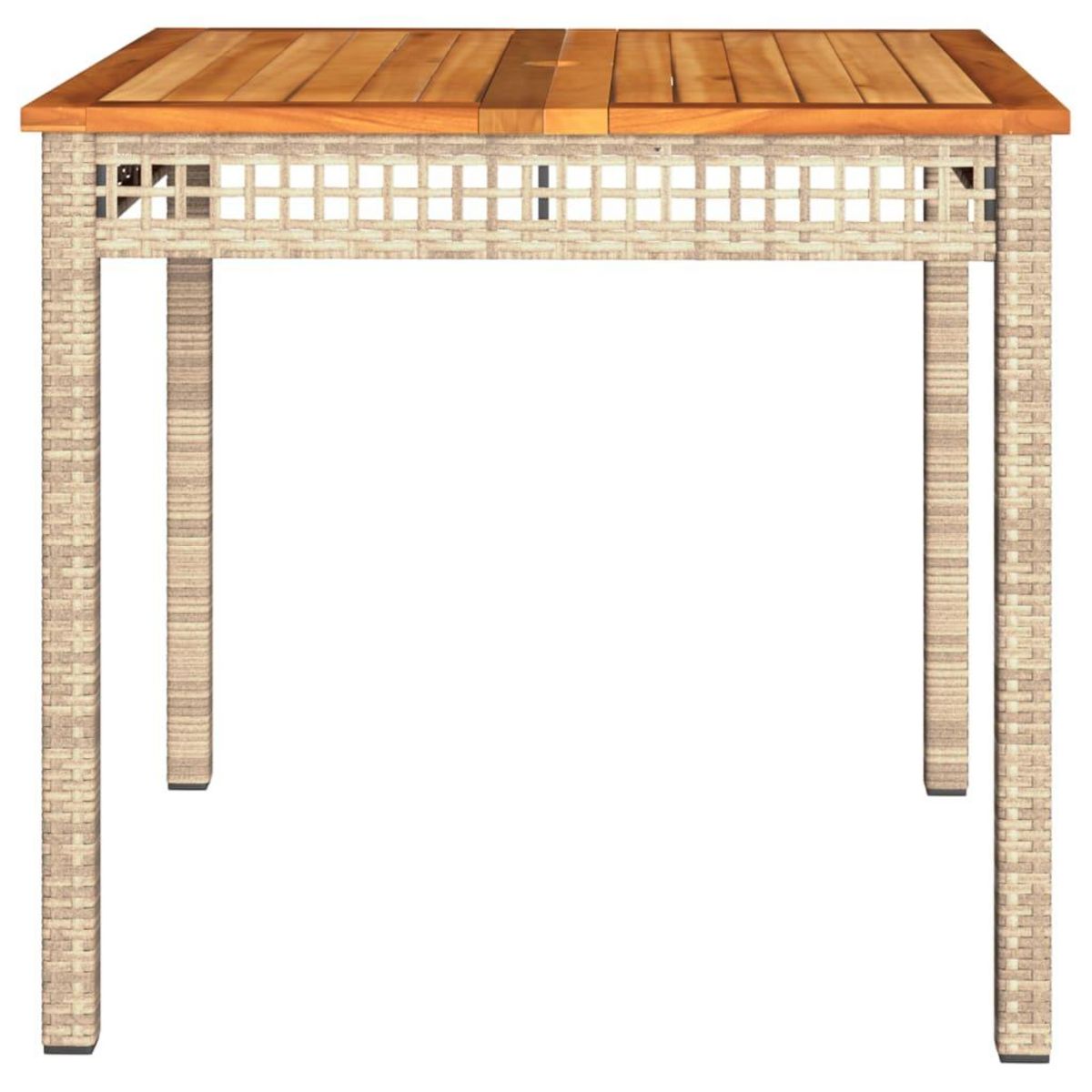 VIDAXL Table de jardin beige 80x80x75 cm resine tressee et bois acacia