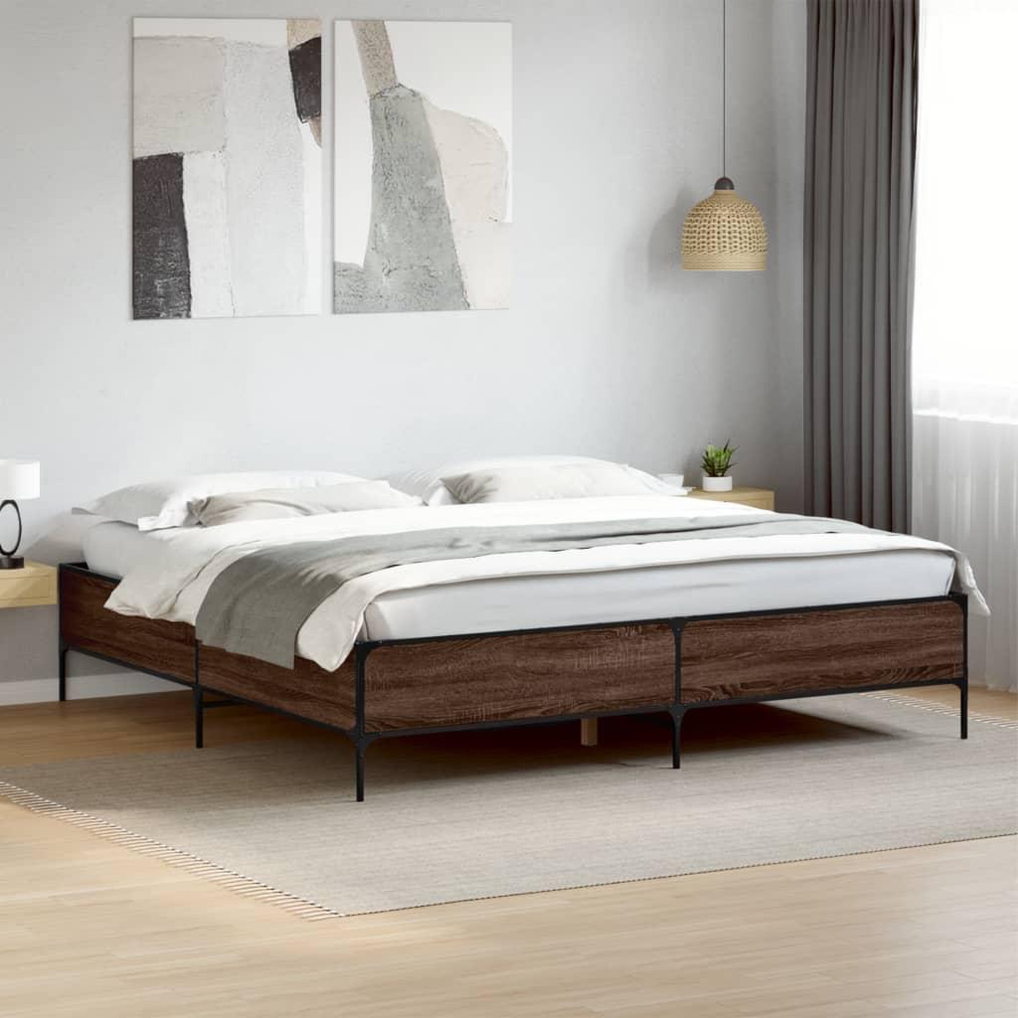 VIDAXL Cadre de lit sans matelas chene marron 200x200 cm