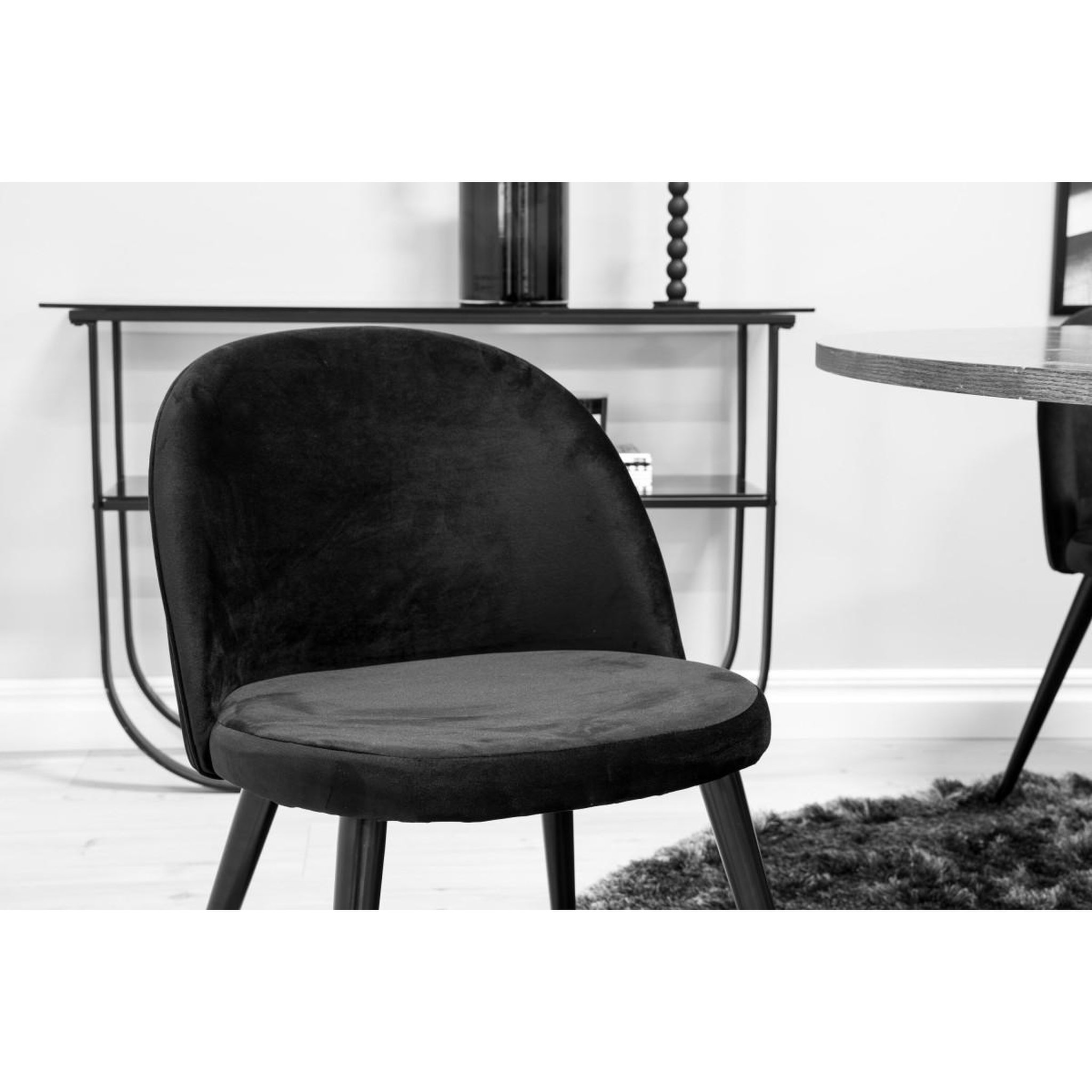 Voir la diapositive 6 : Paris Prix Ensemble table à manger & 4 chaises  copenhagen & velvet  140cm noir & marron