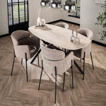 LISA DESIGN Ruben - table à manger - plateau en céramique effet travertin - pieds en acier - 4 à 6 personnes. Coloris disponibles : Bicolore