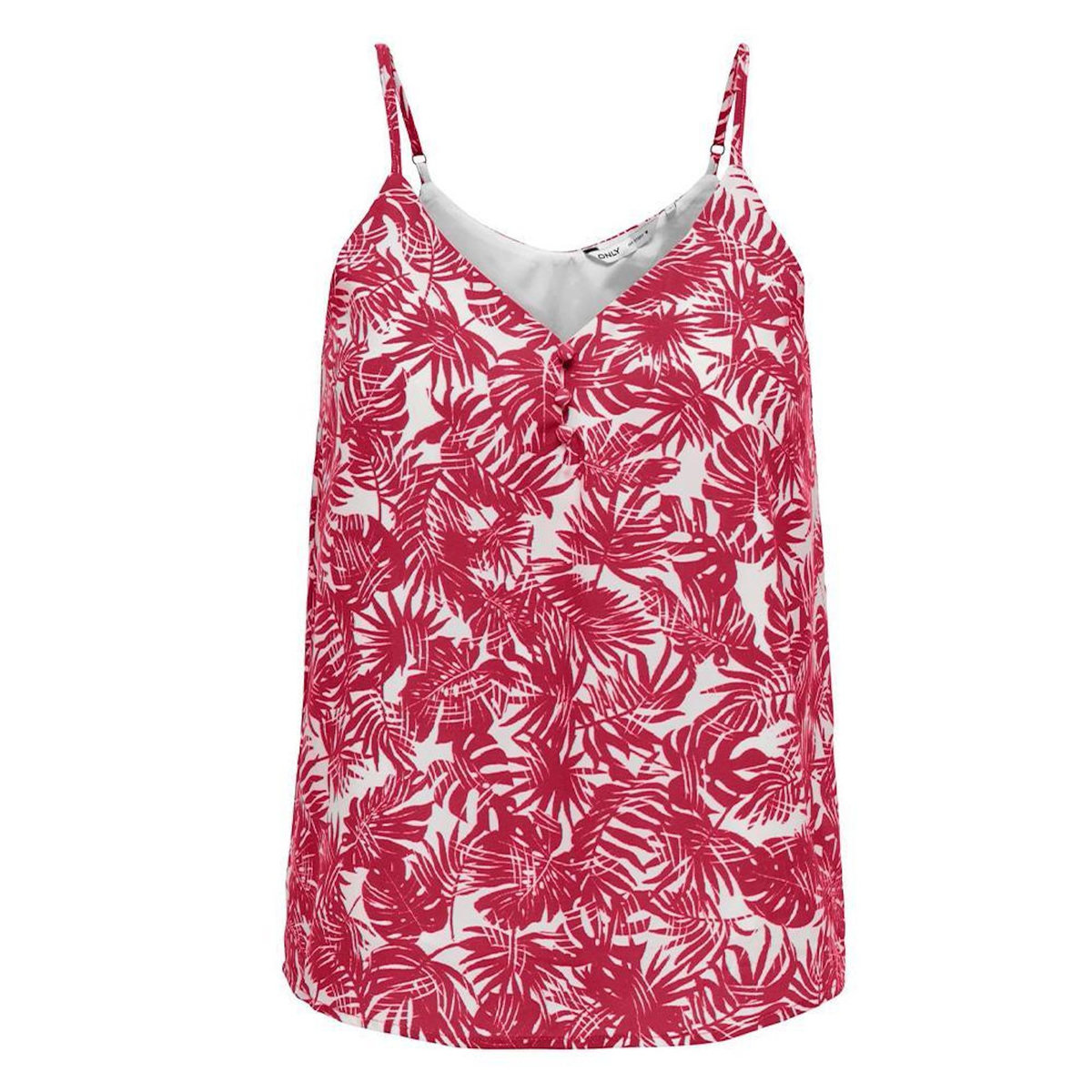 Only Débardeur Blanc/Rose Femme Only Button Singlet