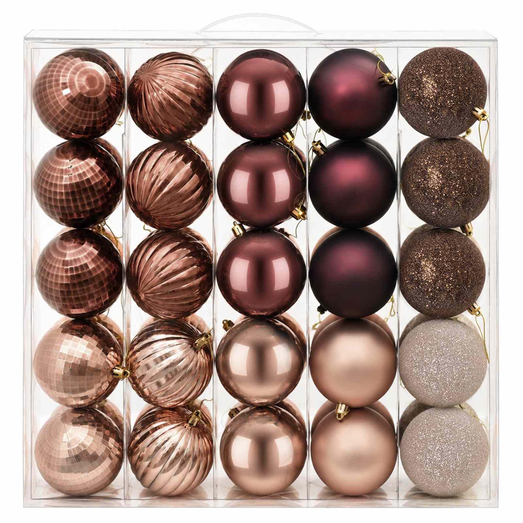 Voir la diapositive 4 : VIDAXL Ensemble de boules de Noël 50 pc Champagne et brun Diam. 8 cm