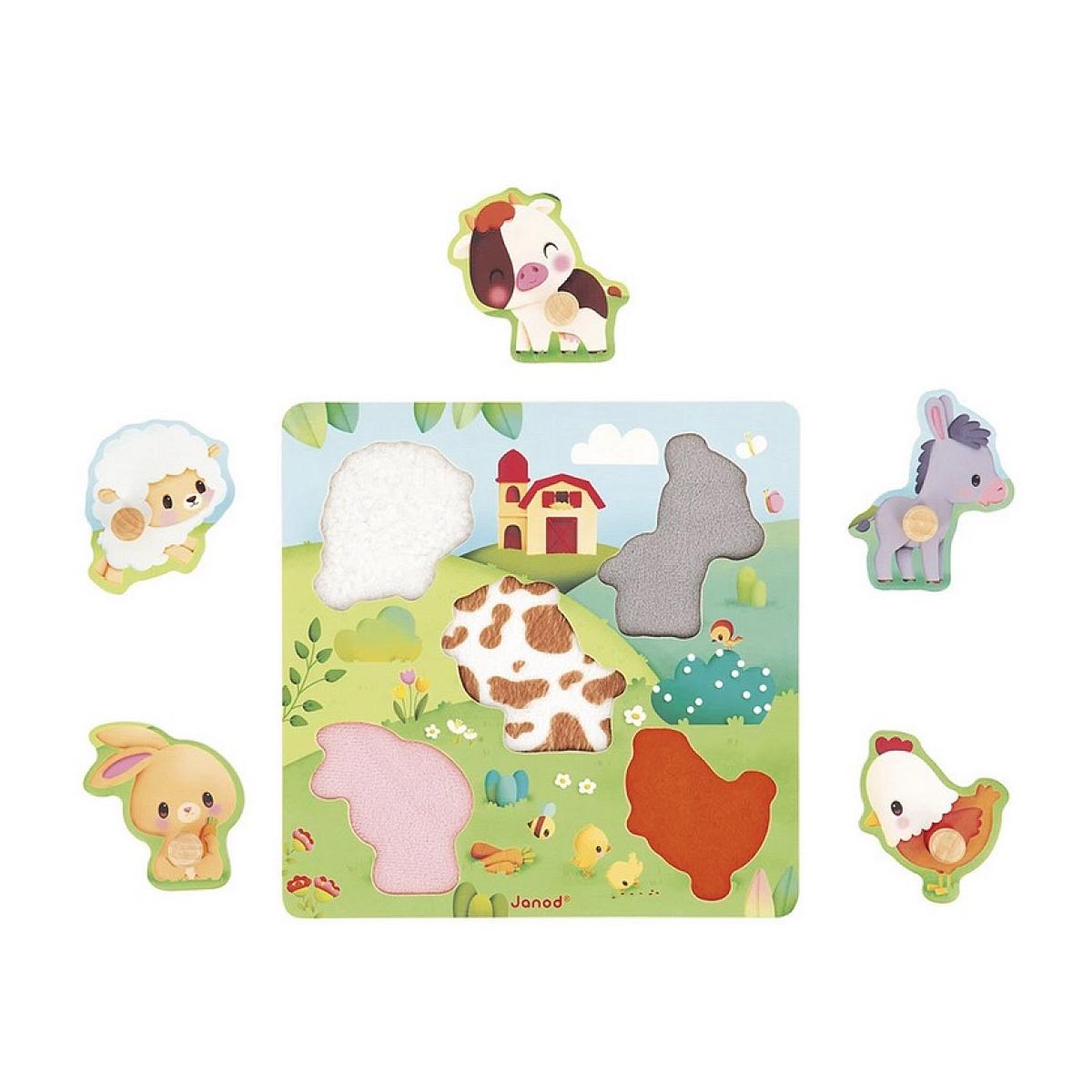 Voir la diapositive 3 : JANOD Puzzle tactile Ferme - 5 pcs