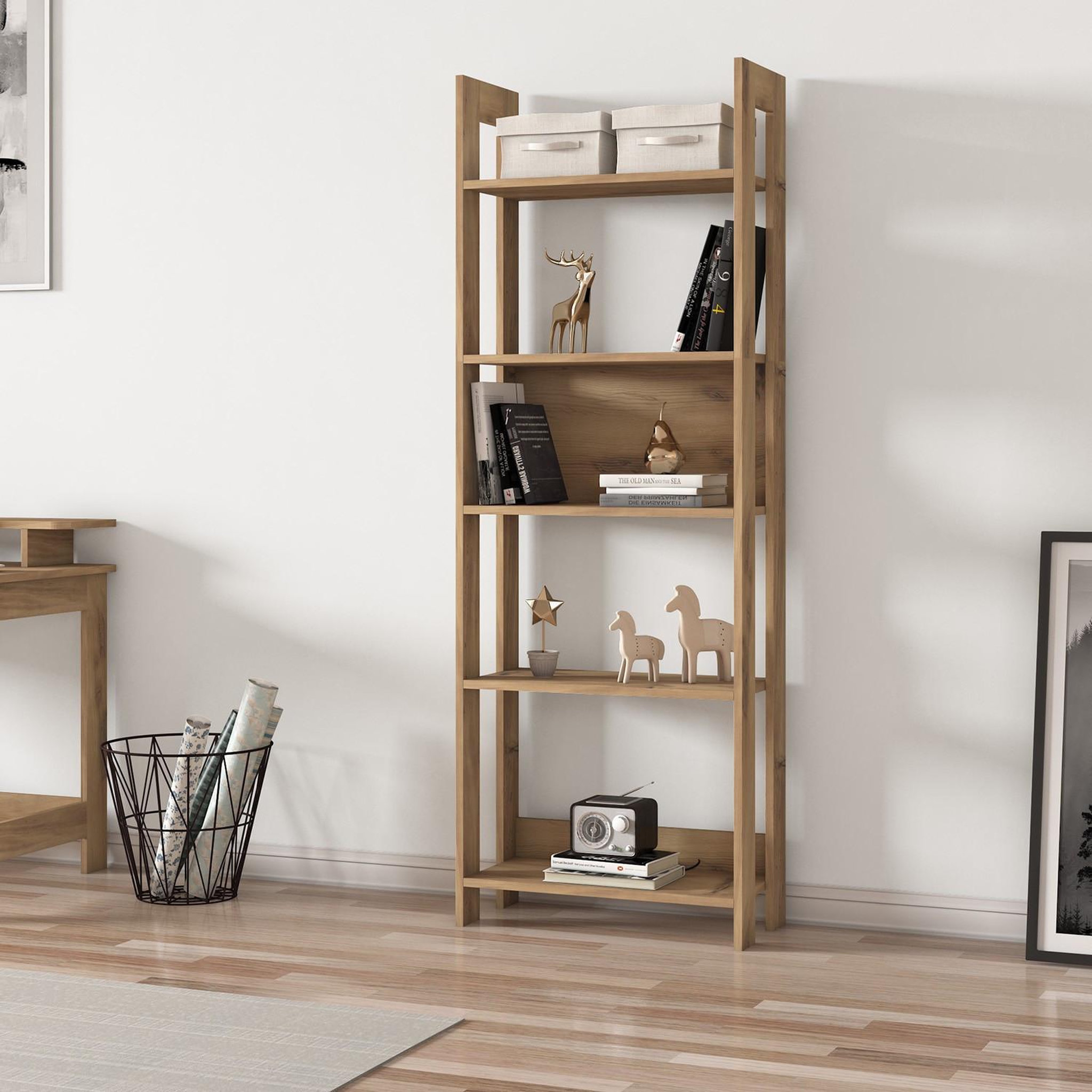 Voir la diapositive 2 : Habitat et Jardin Bibliothèque en bois  Country  - 64 x 30 x 180 cm - Marron