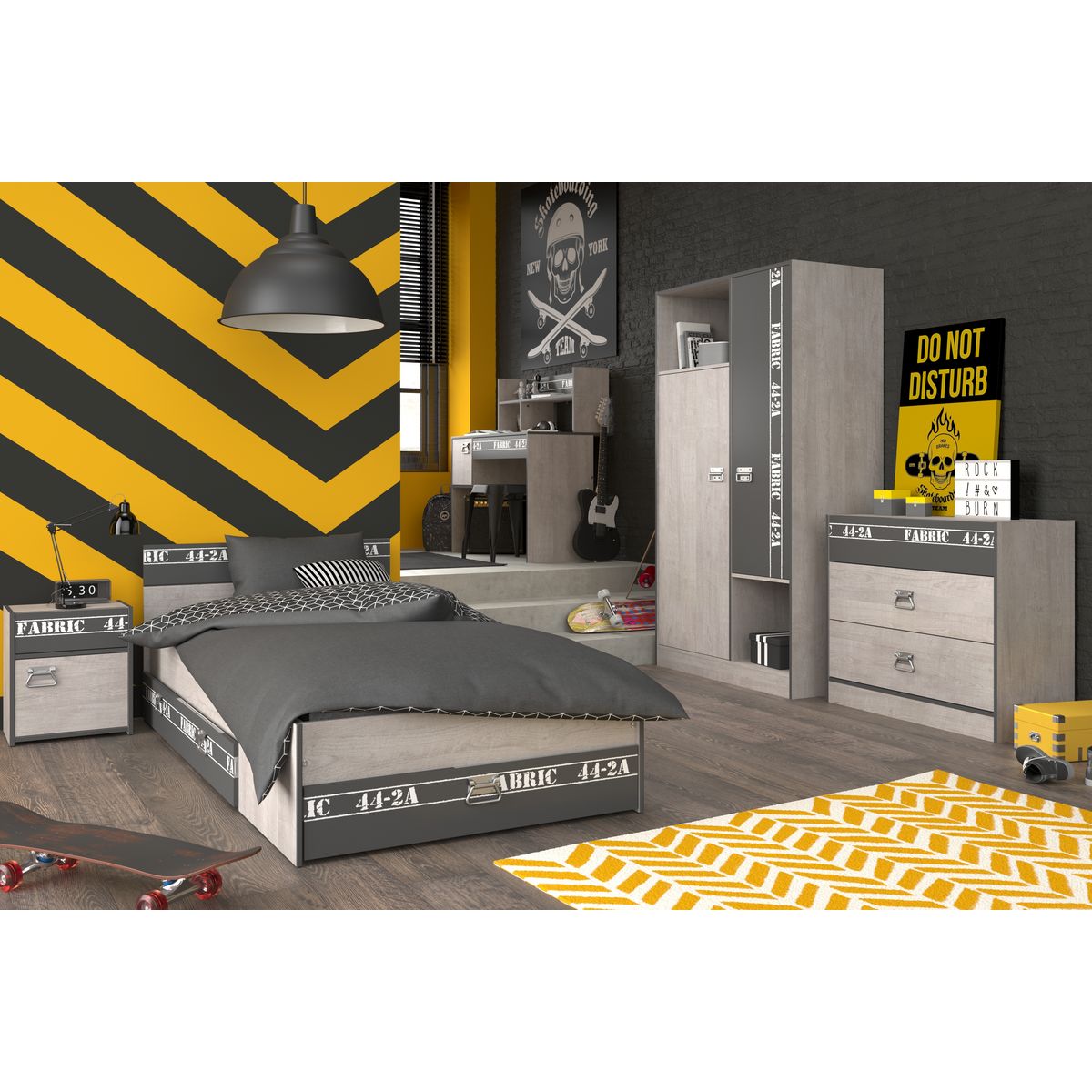 Chevet 1 porte 1 tiroir style industriel L40cm LOFTY