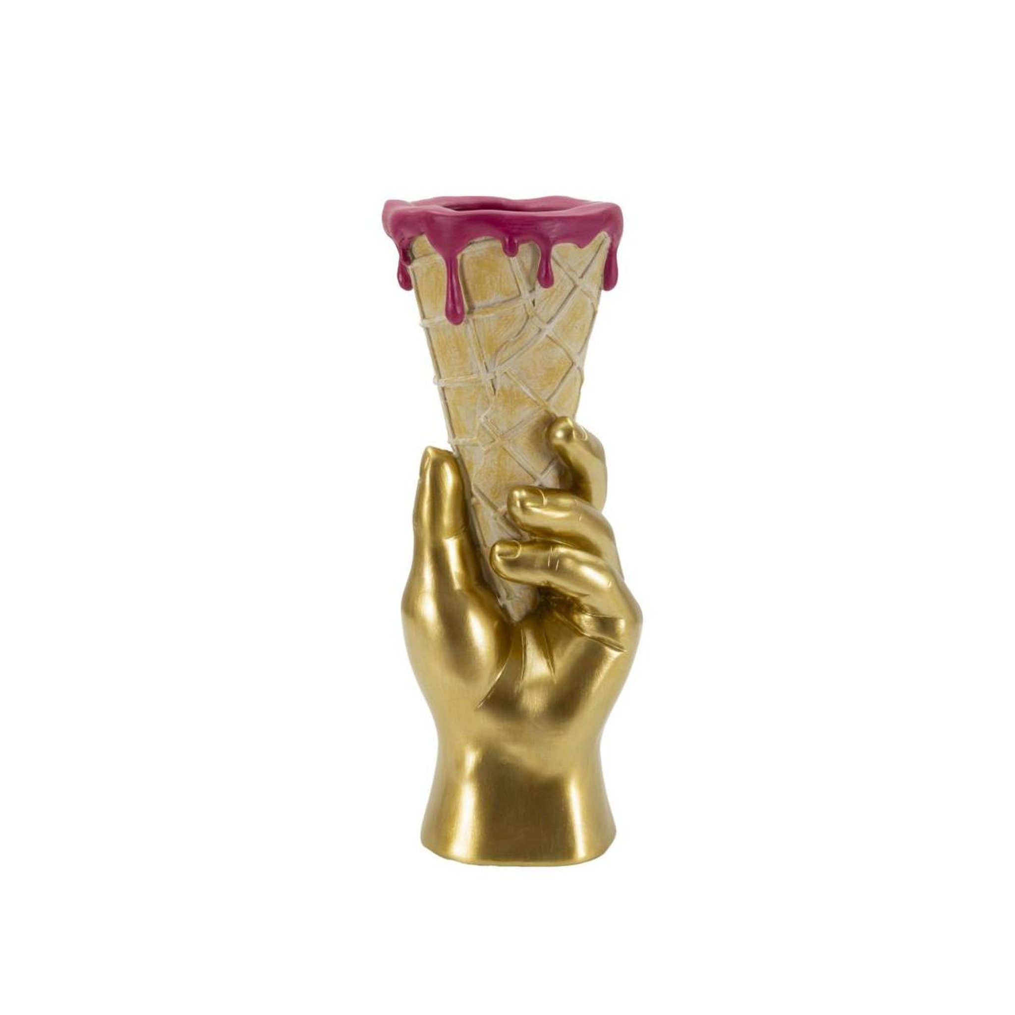 Paris Prix Vase déco en résine  cône  31cm or
