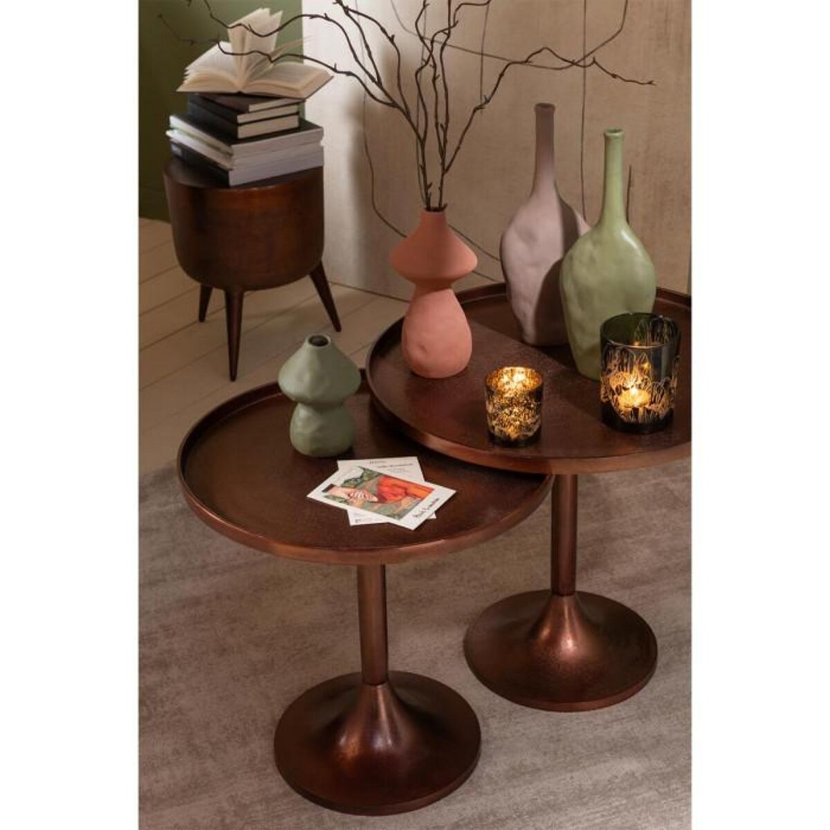 Paris Prix Lot de 2 Tables d'Appoint  Fone  56cm Bronze