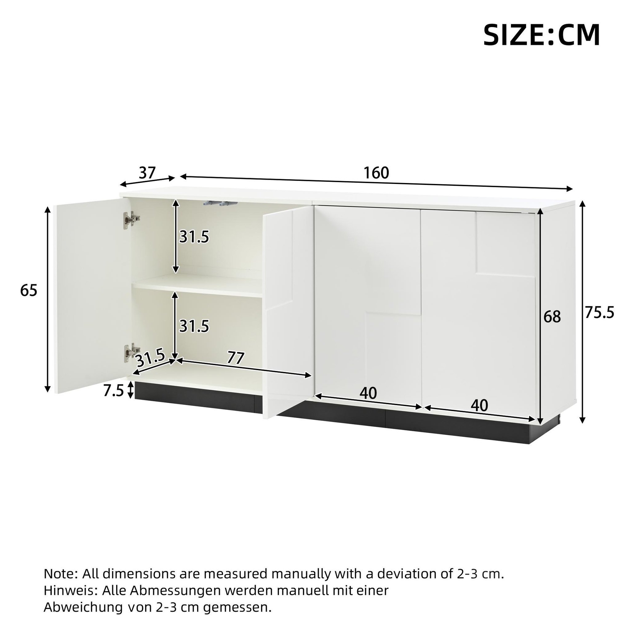 Voir la diapositive 3 : MERAX Buffet 4 porte(s) 0 tiroir(s) - 160 cm blanc panneau de particules