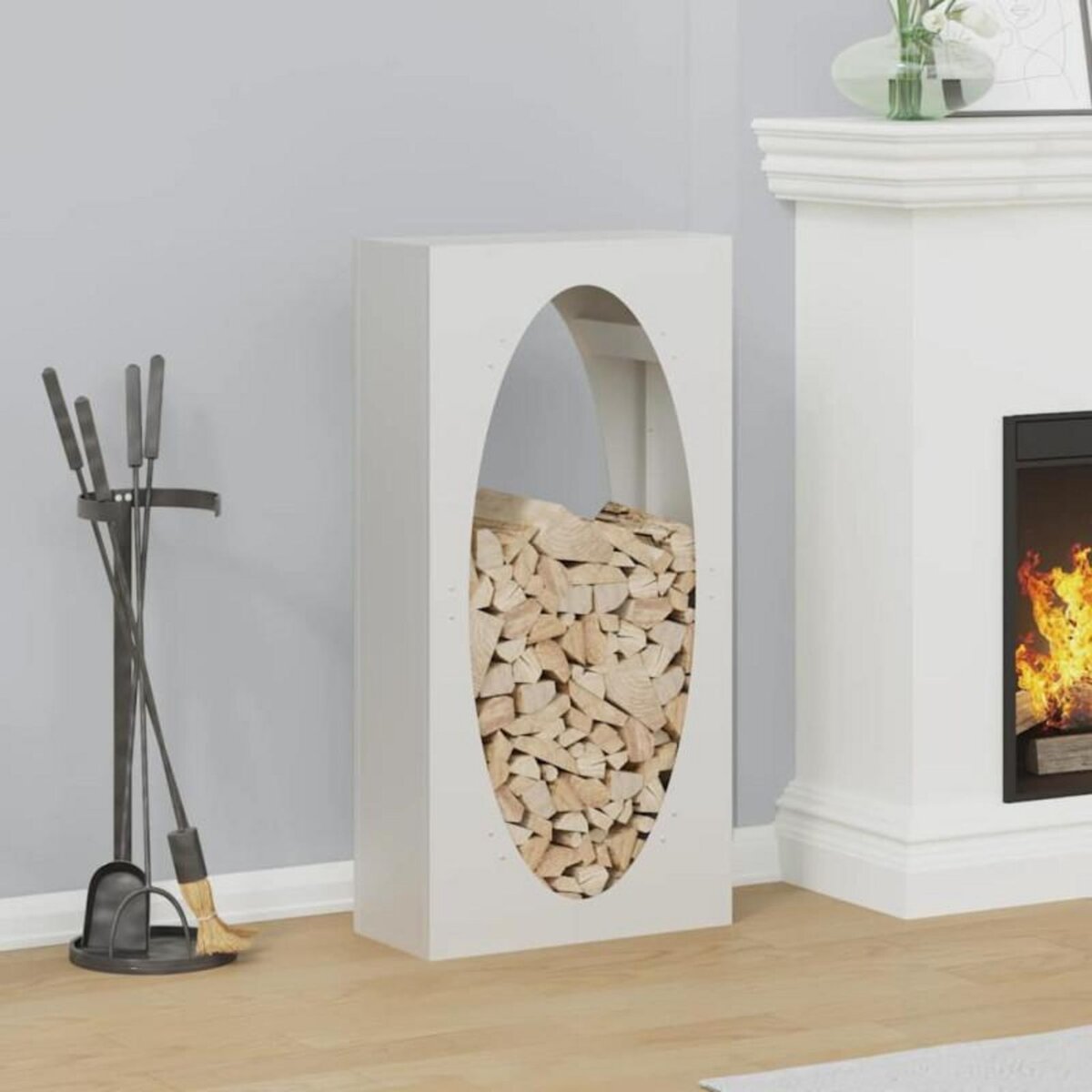 VIDAXL Portant de bois chauffage blanc 50x23x100 cm