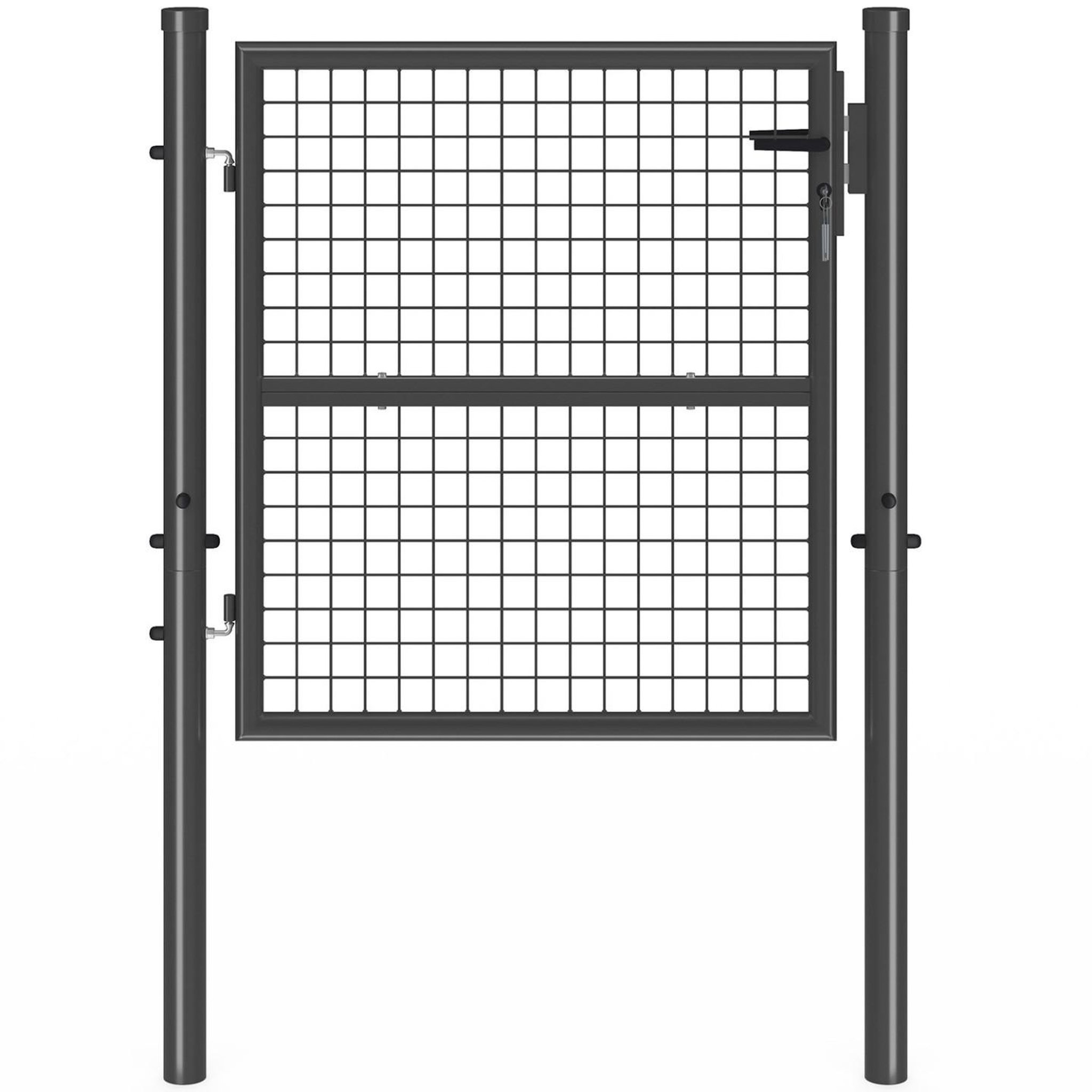 ID MARKET Portillon de jardin 105 x 100 cm en acier avec serrure et poignée gris anthracite
