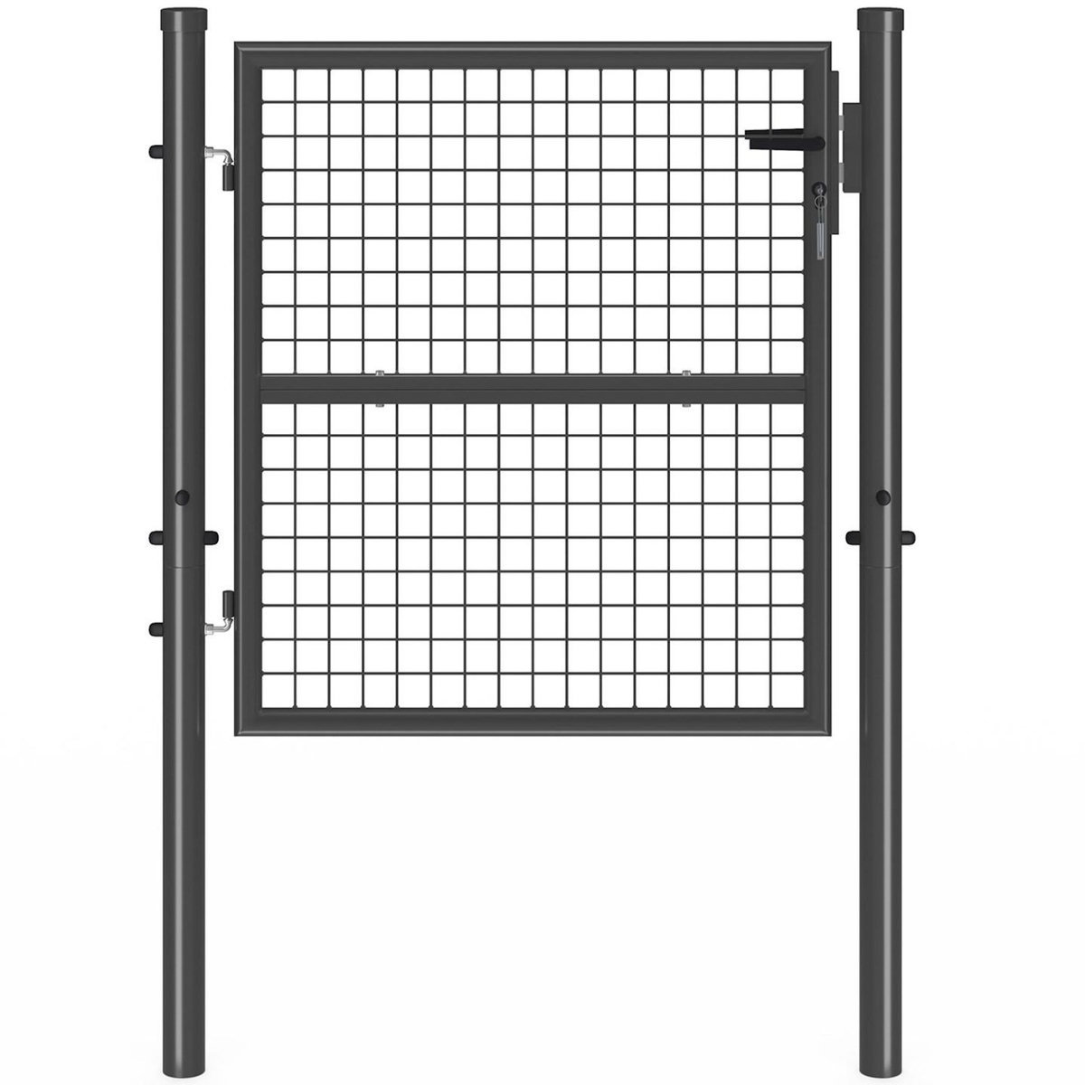 ID MARKET Portillon de jardin 105 x 100 cm en acier avec serrure et poignée gris anthracite