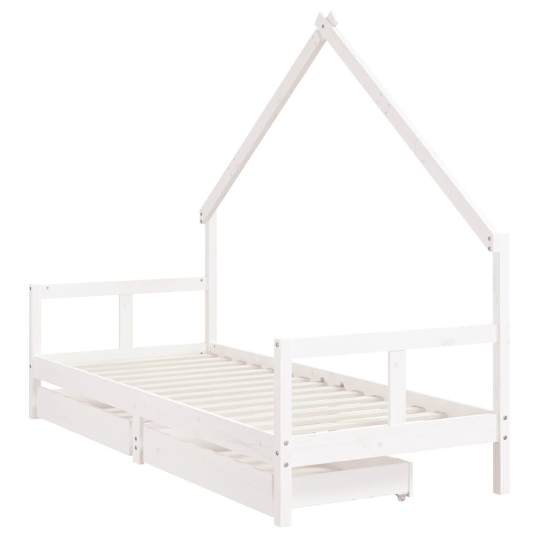 Voir la diapositive 3 : VIDAXL Cadre de lit enfant tiroirs blanc 80x200 cm bois de pin massif