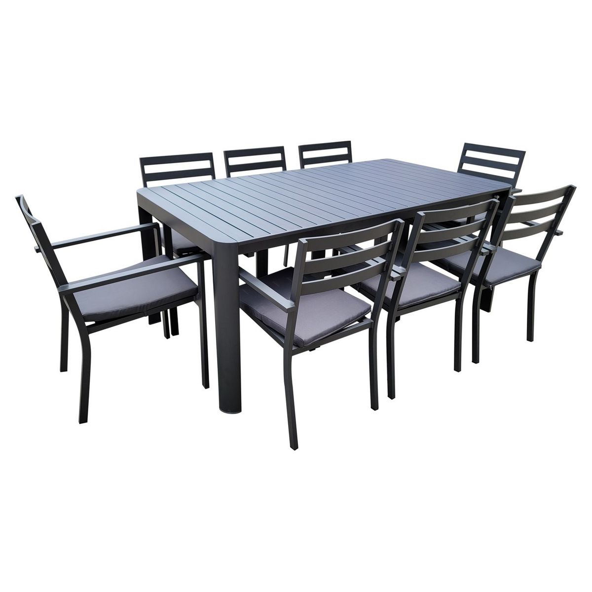 JARDILINE Table de jardin extensible - 8/12 places - Aluminium - Anthracite - PALMA