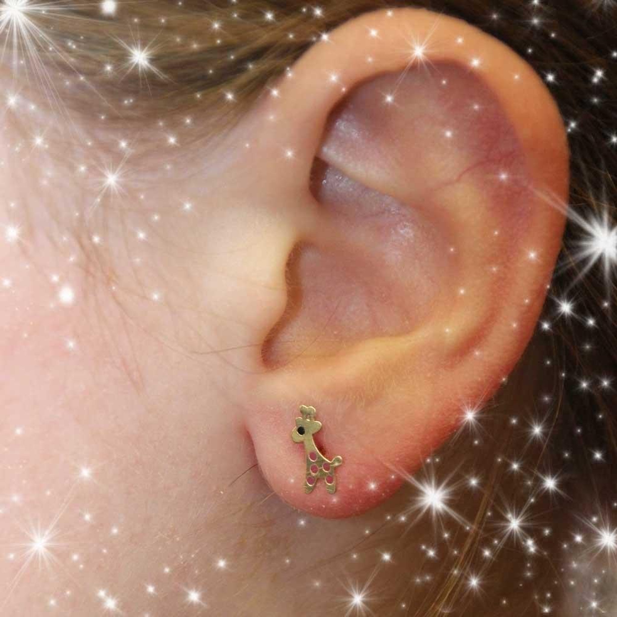 Voir la diapositive 2 : L'ATELIER D'AZUR Boucles d'Oreilles Girafes - Or Jaune - Enfant
