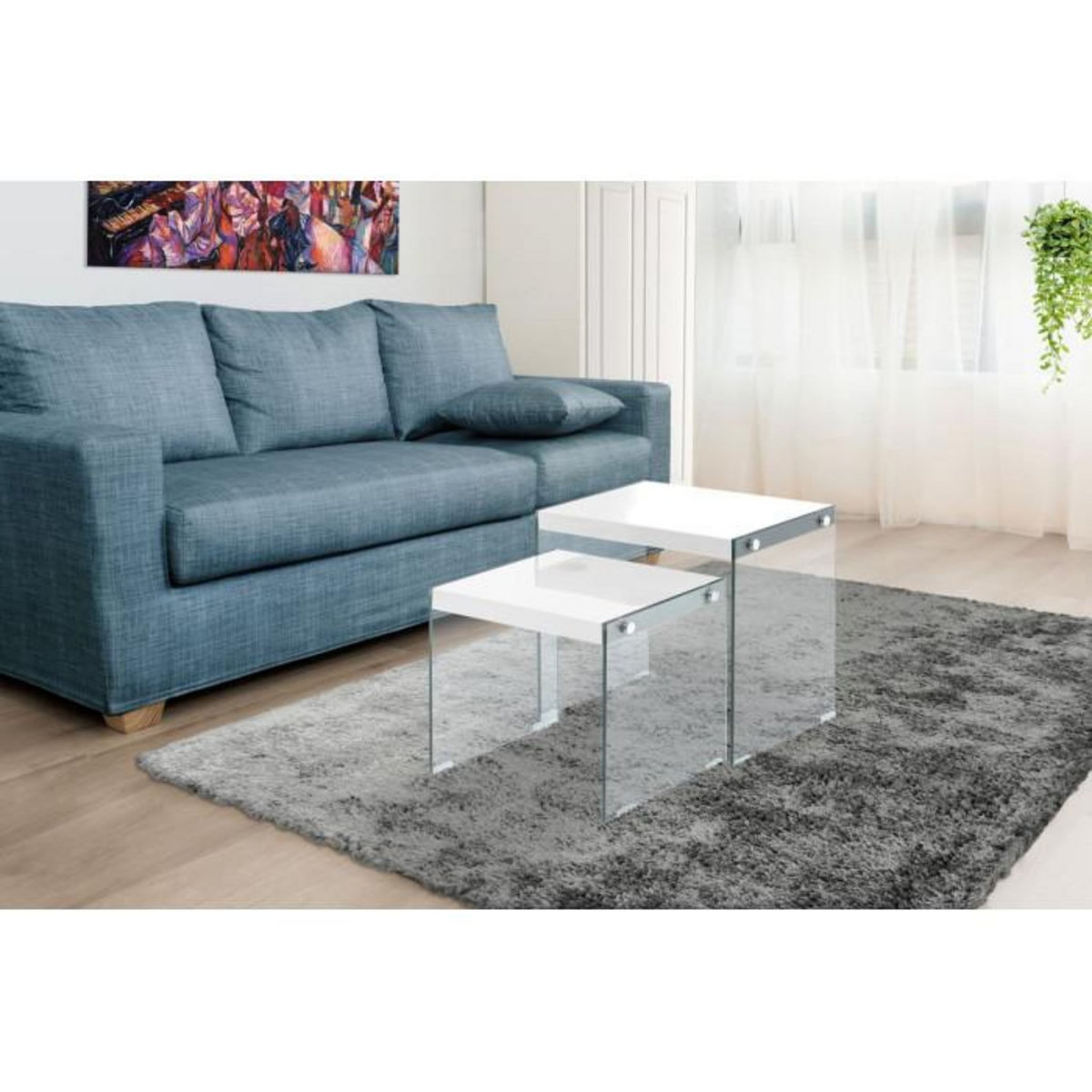 Paris Prix Lot de 2 Tables d'Appoint  Elementary  46cm Blanc