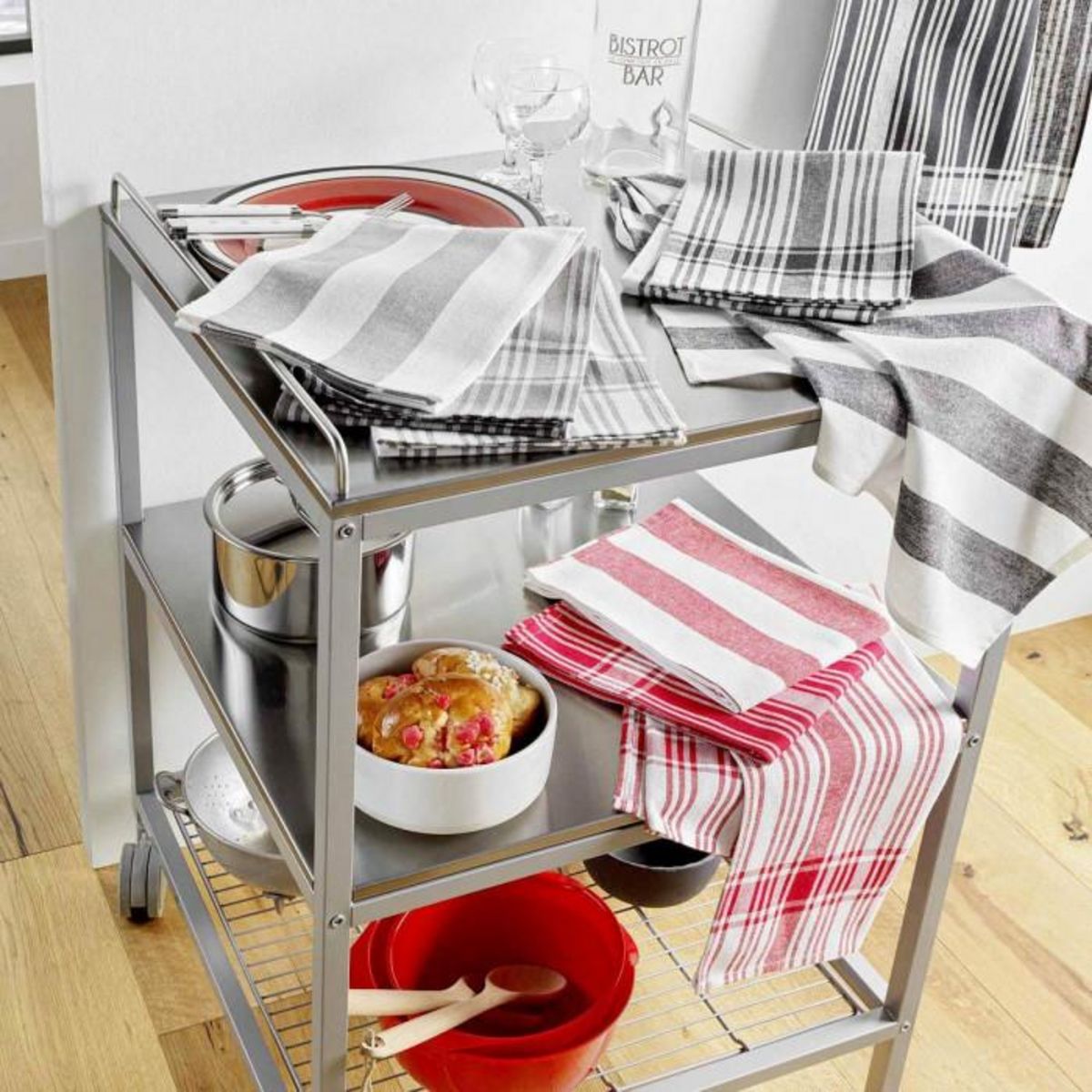 Paris Prix Lot de 3 Torchons  Bayado  50x70cm Anthracite