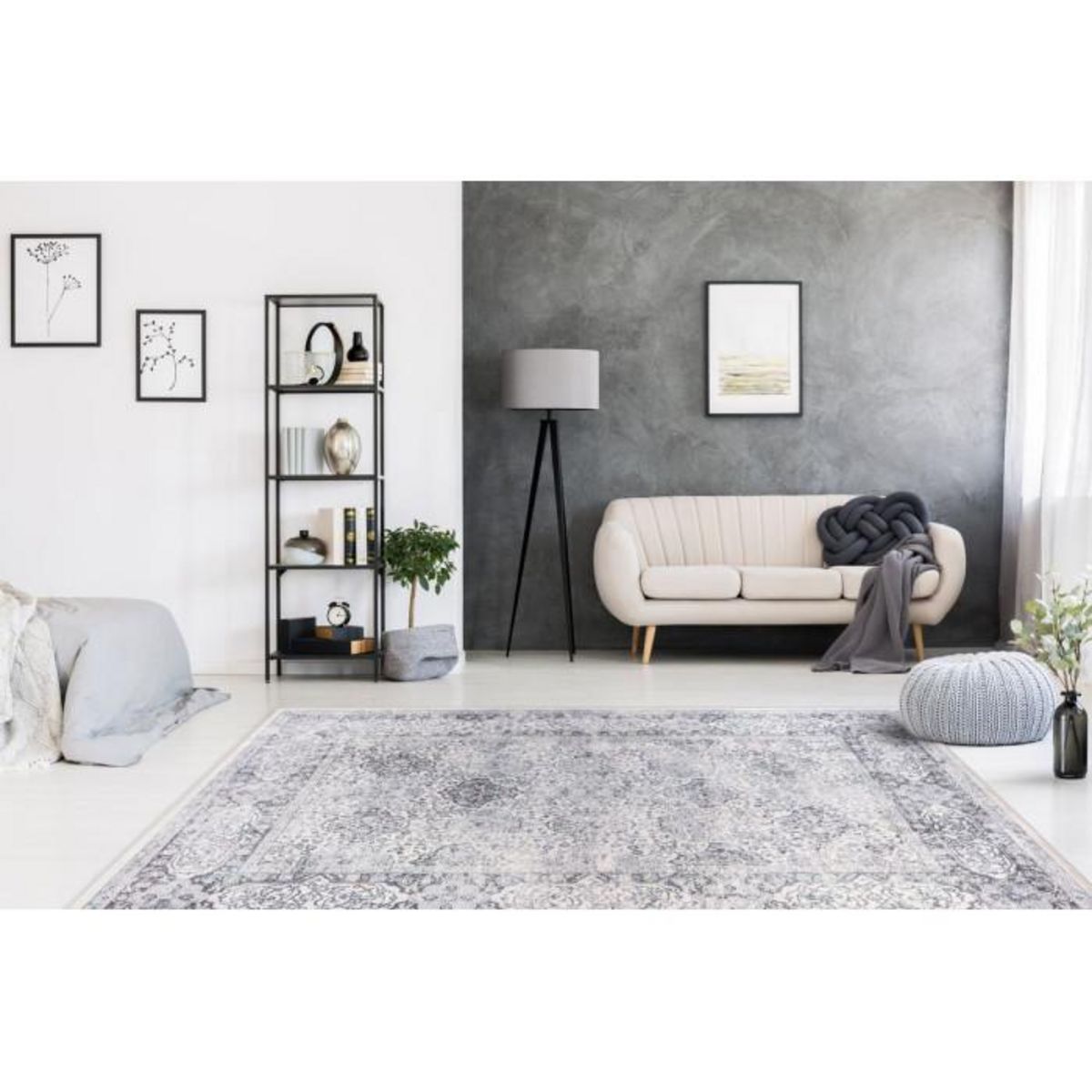 Paris Prix Tapis Vintage à Poils Plats  Rhodin  Gris