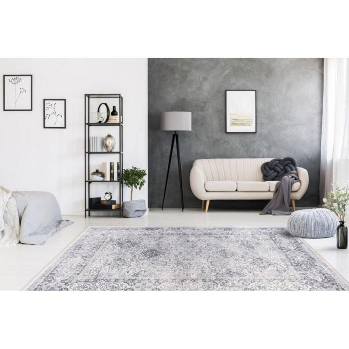 Paris Prix Tapis Vintage à Poils Plats  Rhodin  Gris