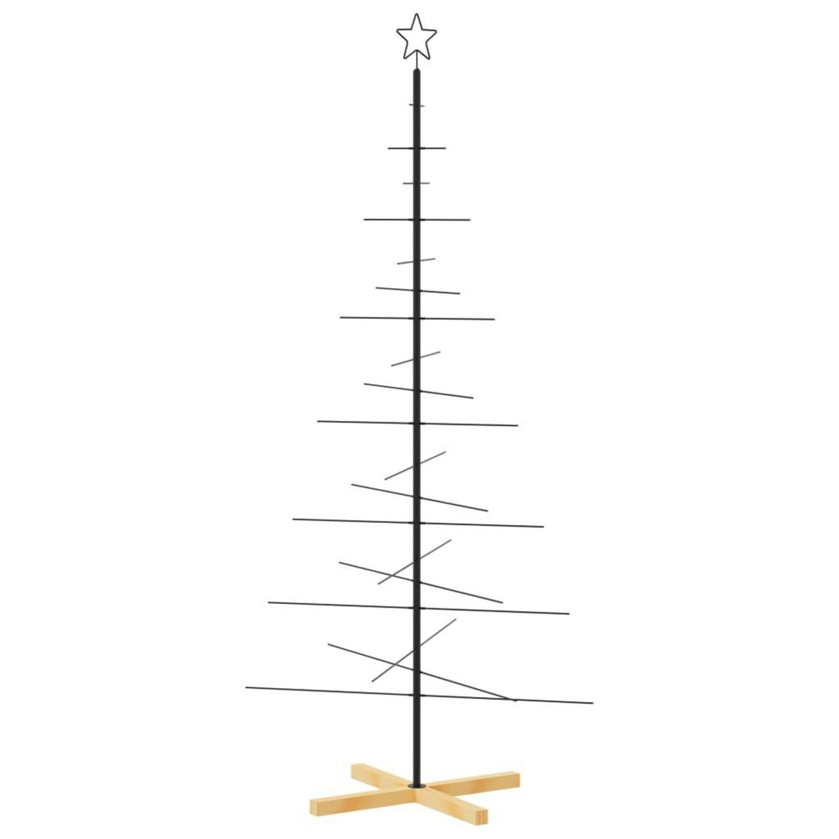 VIDAXL Arbre de Noël en metal avec base en bois noir 180 cm