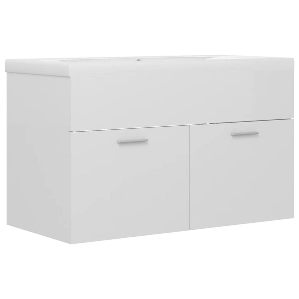 VIDAXL Armoire d'evier avec lavabo integre Blanc brillant Agglomere