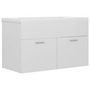 Voir la diapositive 2 : VIDAXL Armoire d'evier avec lavabo integre Blanc brillant Agglomere