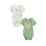 Petit Béguin Lot de 2 bodies bébé manches courtes Kanha. Coloris disponibles : Vert