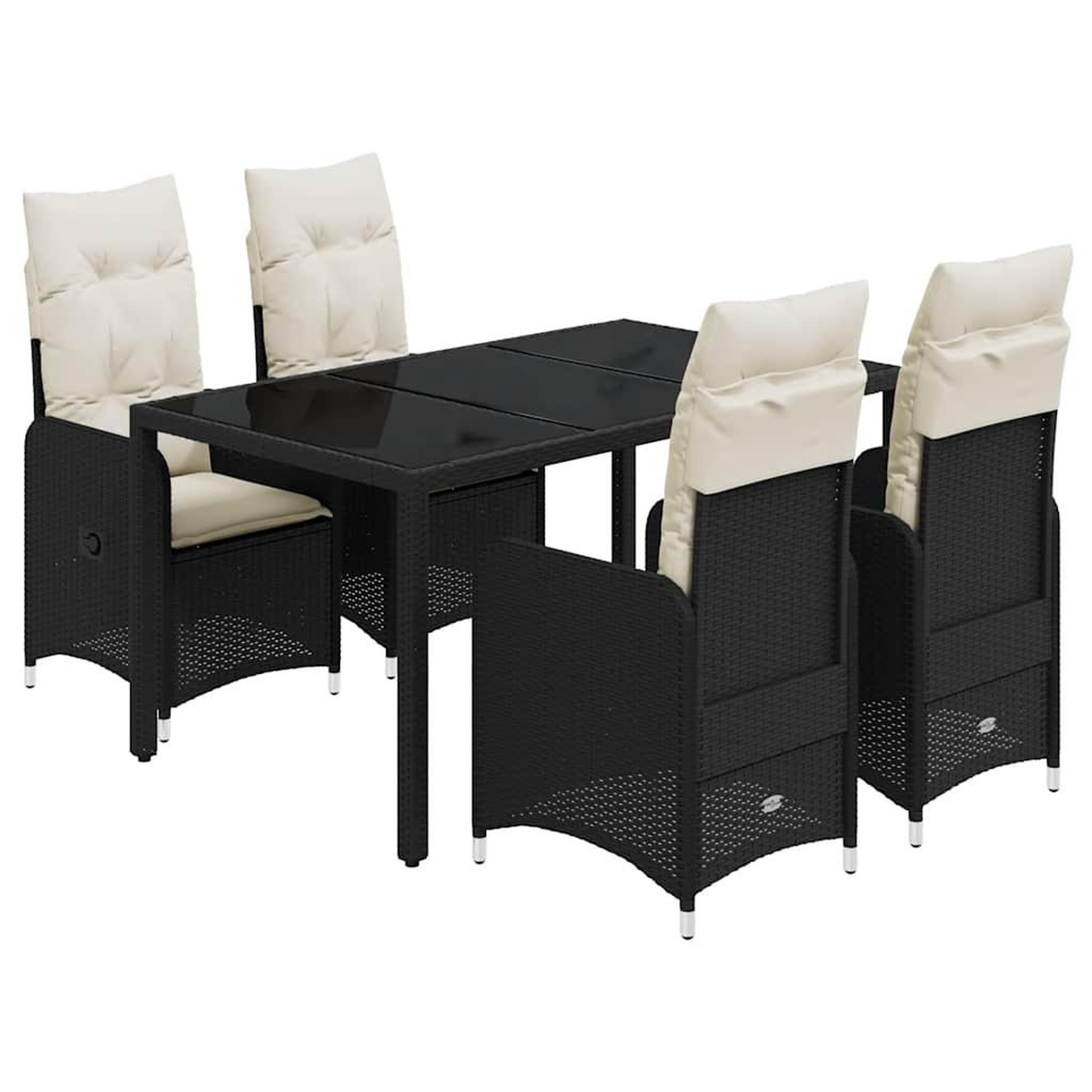 Voir la diapositive 2 : VIDAXL Ensemble de bistro de jardin 5 pcs coussins noir poly rotin