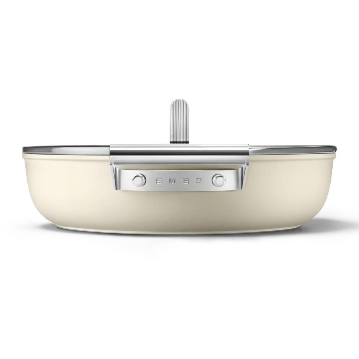 SMEG Sauteuse 28cm céramique crème avec couvercle