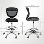 Voir la diapositive 2 : VINSETTO Chaise de bureau haute ergonomique - chaise de travail surélevée - assise haute réglable H.68-88 cm - noir