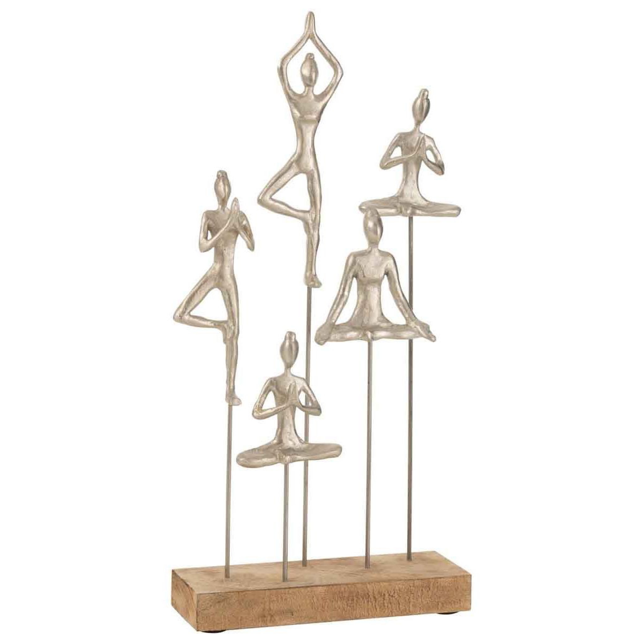 J-LINE Statuette déco  femmes yoga  52cm argent & beige