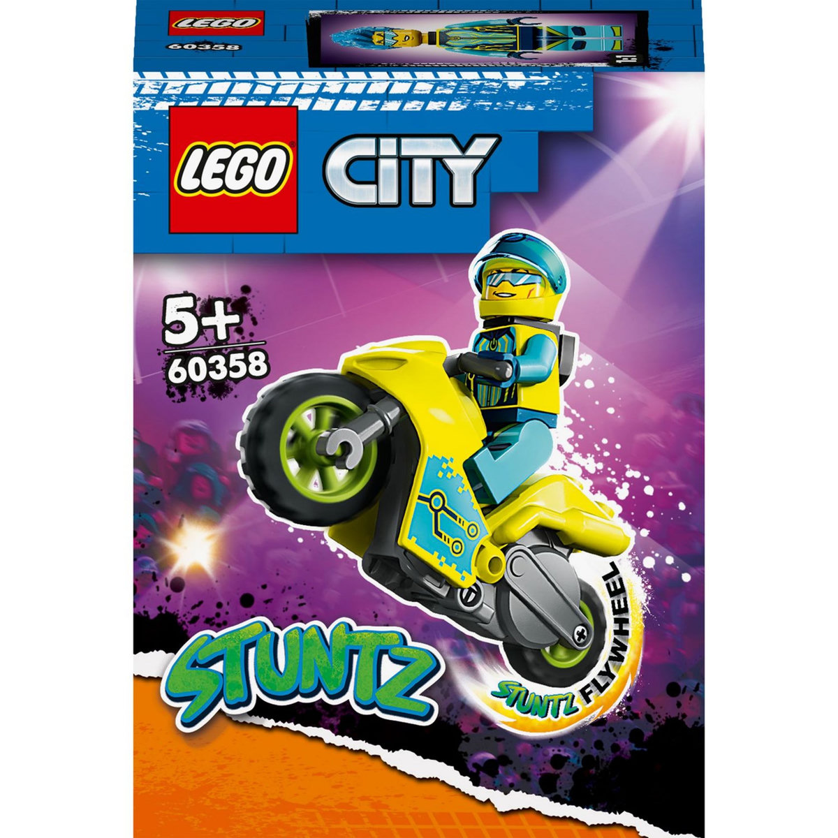 LEGO City 60358 La cyber moto de de cascade, Jouet Véhicule pour Effectuer des Sauts et des Figures, Jeu pour Garçons et Filles 5 Ans