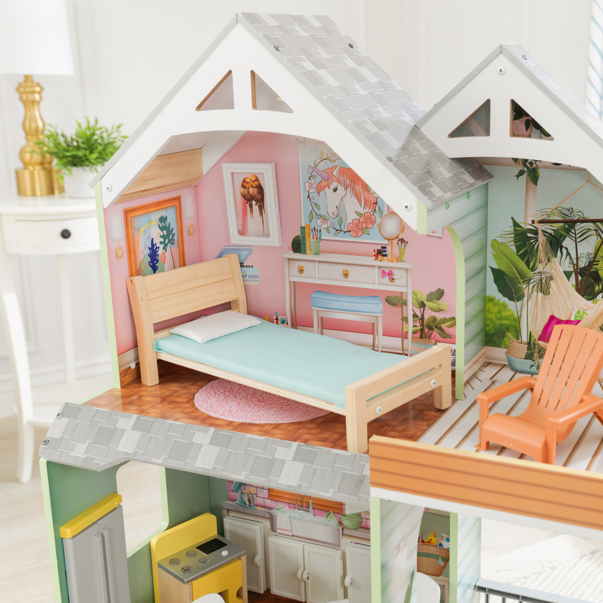Voir la diapositive 5 : Kidkraft Maison Hallie en bois pour poupées de 30 cm