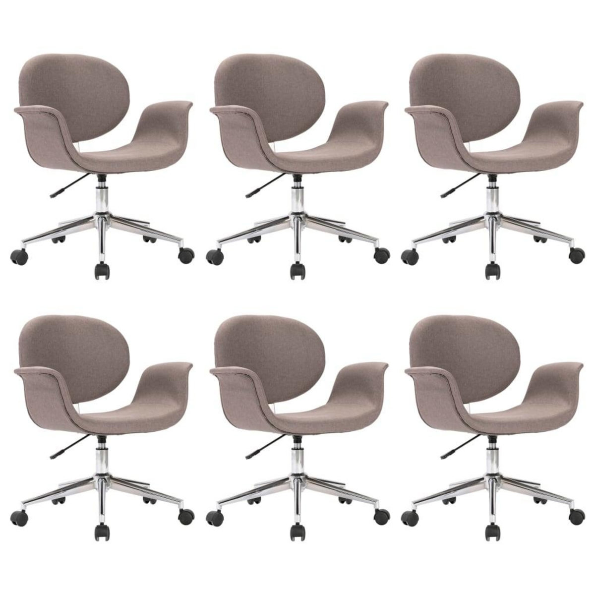 VIDAXL Chaises pivotantes a manger lot de 6 taupe tissu